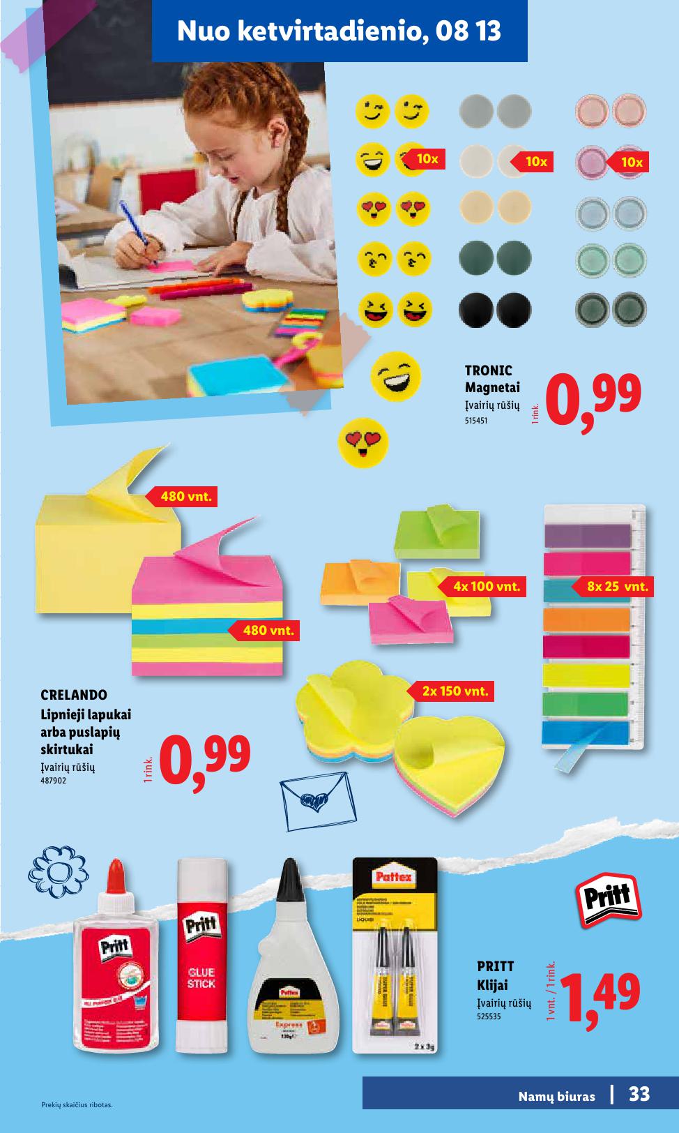 LIDL mokyklinių prekių katalogas "Atgal į mokyklą"