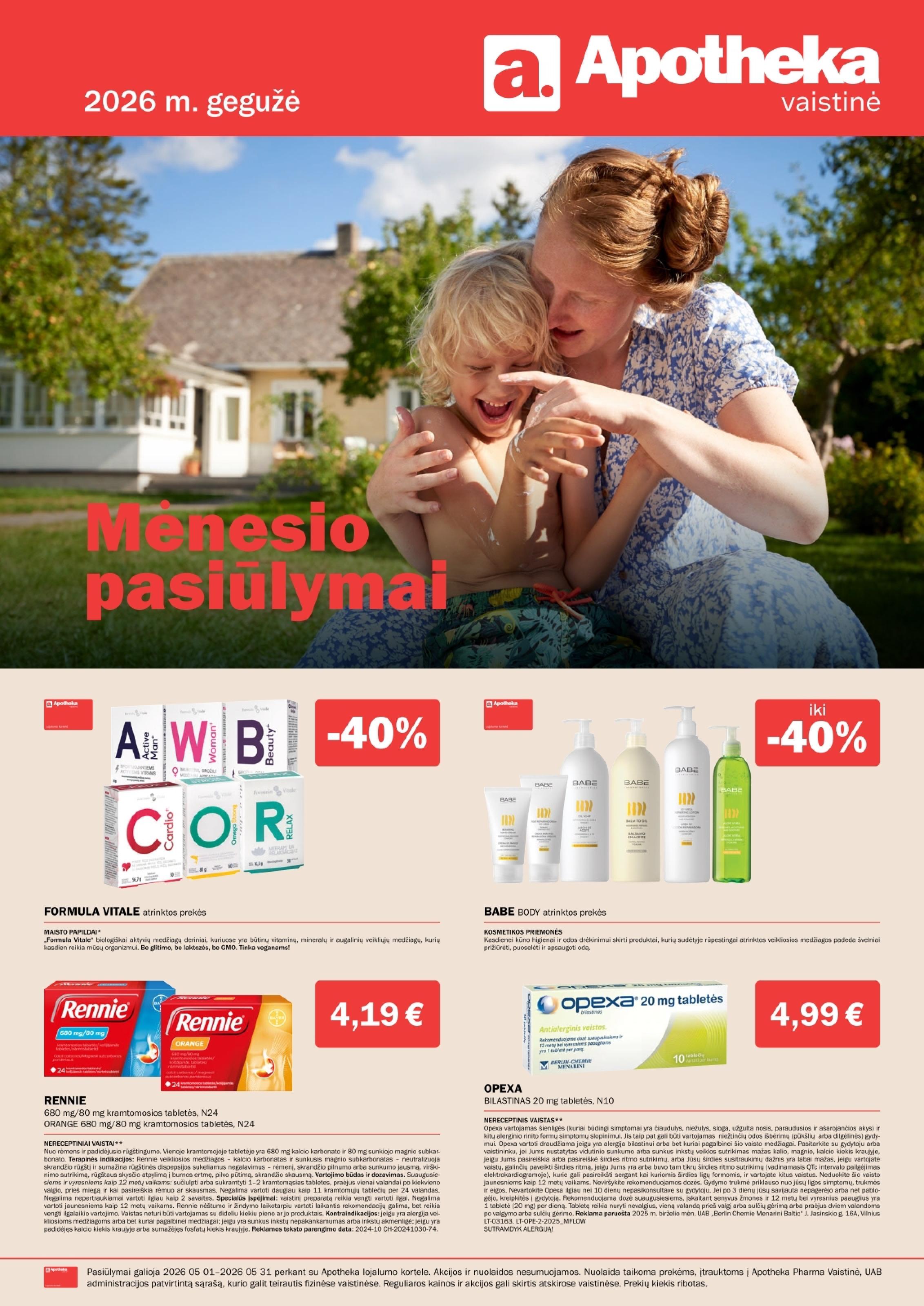 Naujas APOTHEKA vaistinės akcijų ir nuolaidų leidinys 2026.05.01 - 2026.05.31