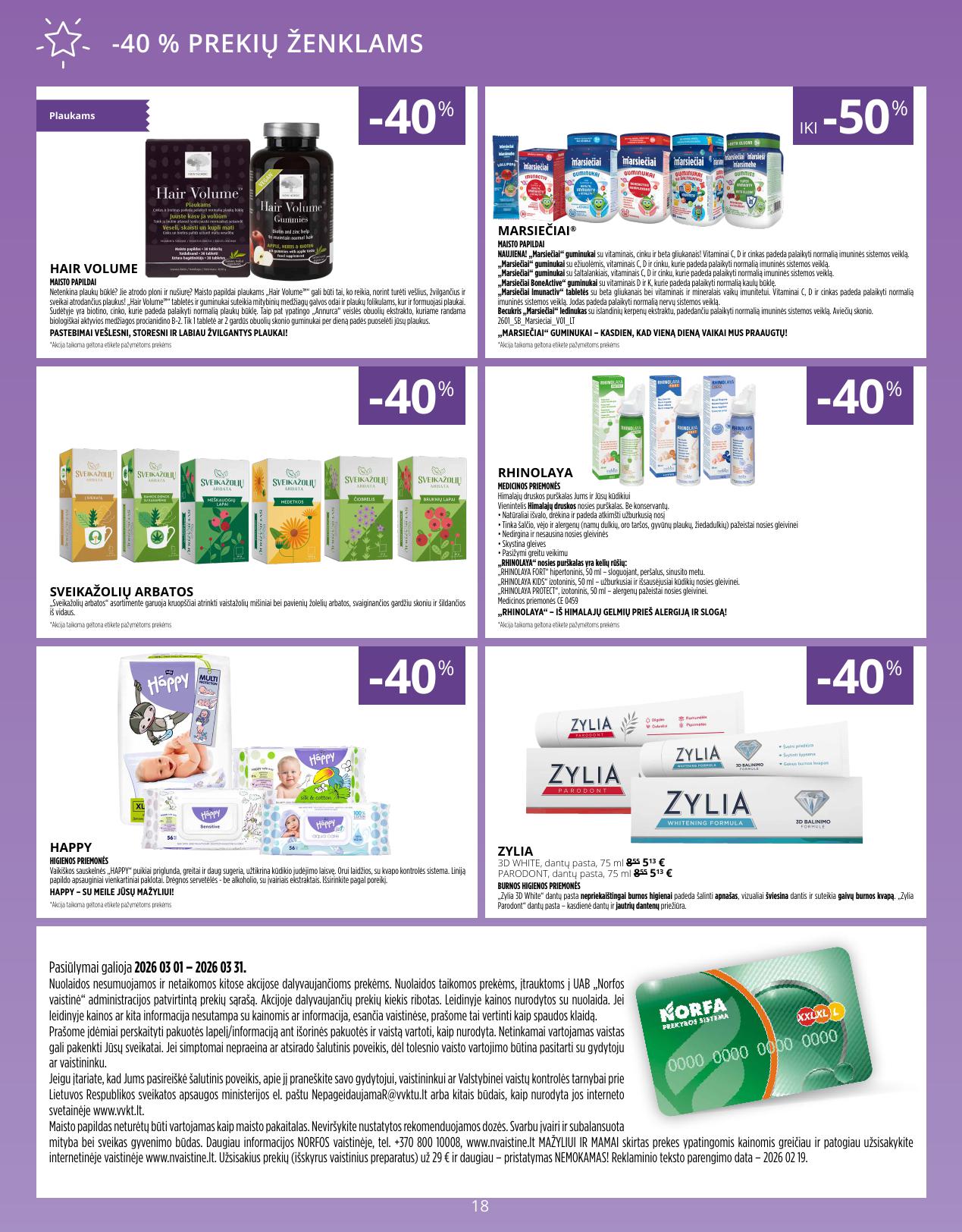 NORFOS vaistinės akcijų ir nuolaidų leidinys 2026.03.01 - 2026.03.31
