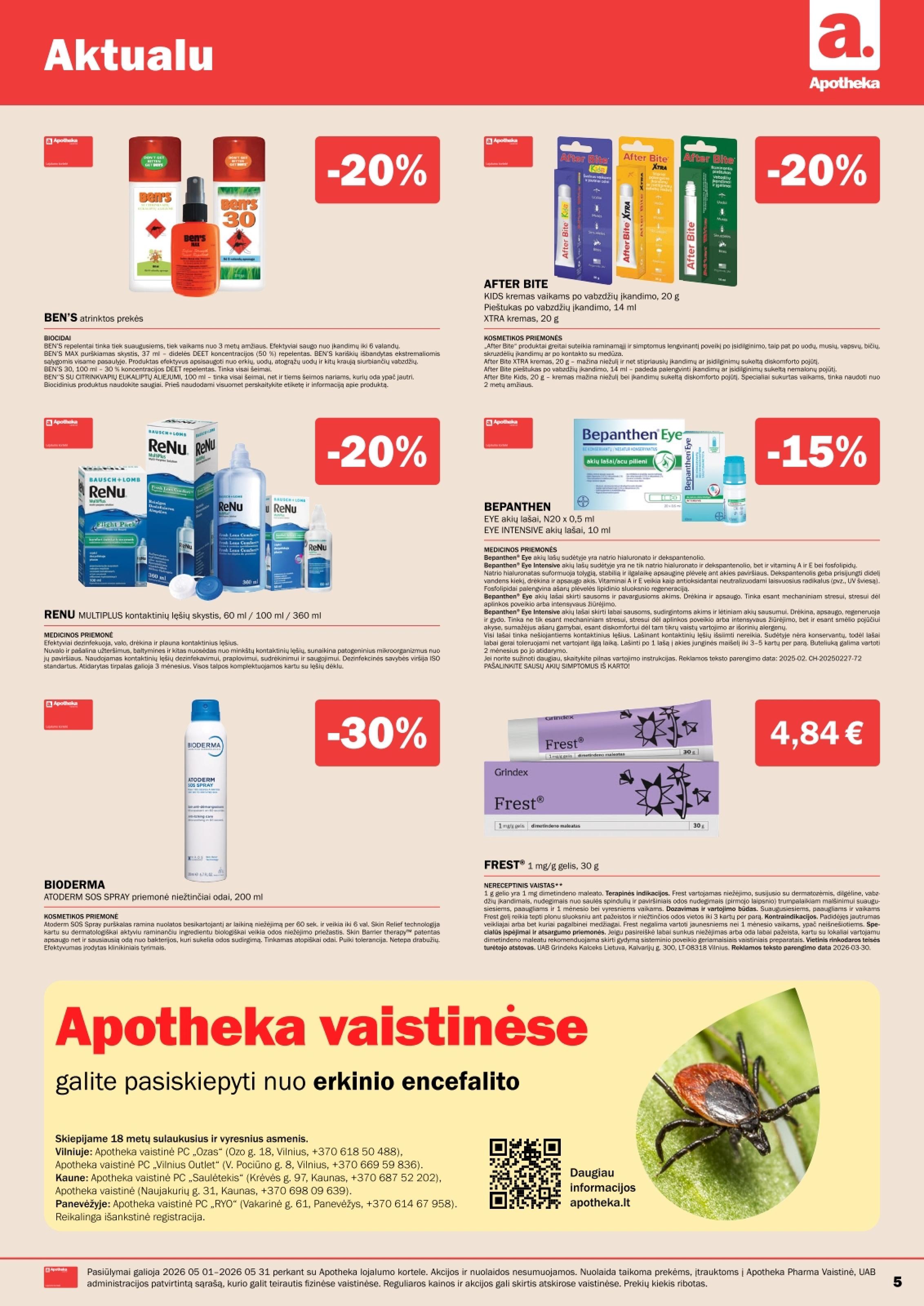 Naujas APOTHEKA vaistinės akcijų ir nuolaidų leidinys 2026.05.01 - 2026.05.31