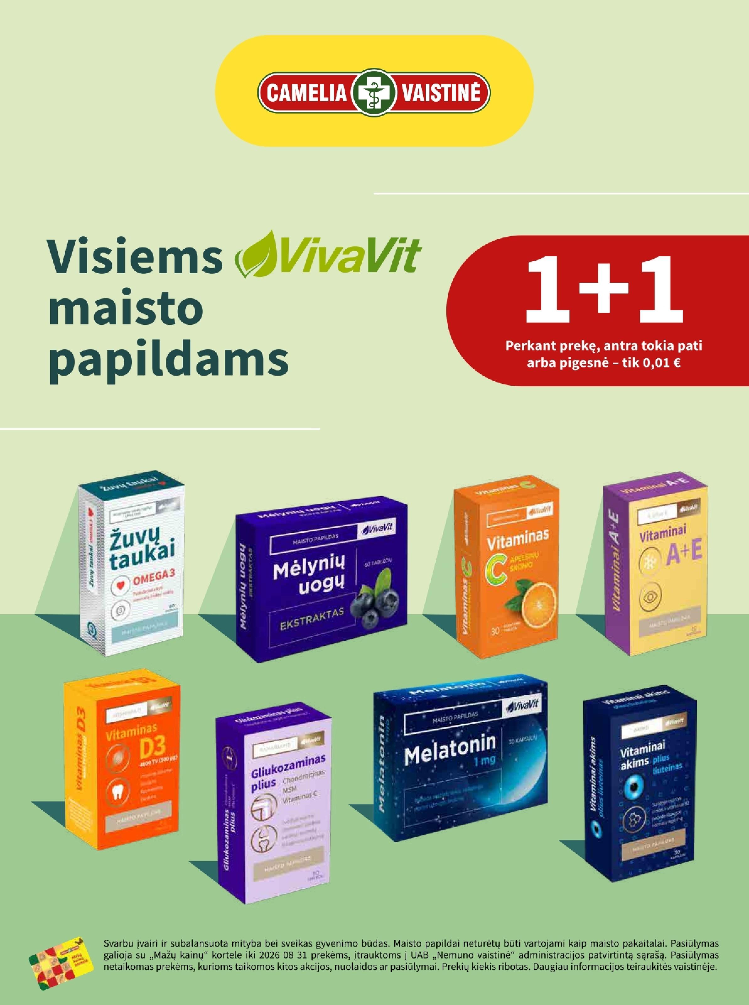 CAMELIA vaistinės akcijų leidinys 2026.08.01 - 2026.08.31