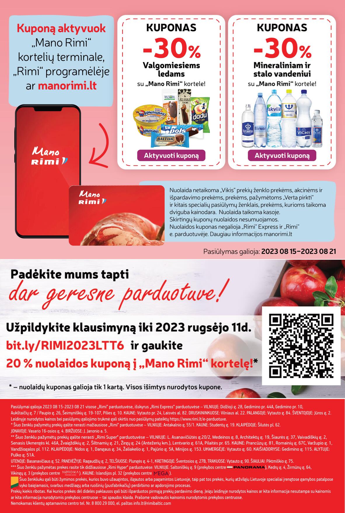 Naujausias RIMI kaininis katalogas 2023.08.15 - 2023.08.21