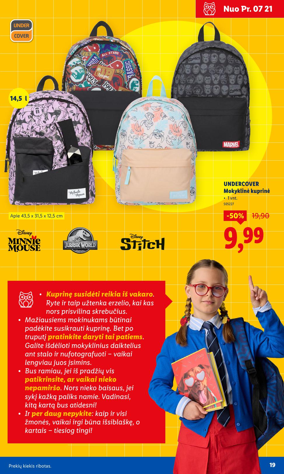 LIDL mokyklos prekių katalogas "Į žinių pasaulį" galioja nuo 2025.07.21