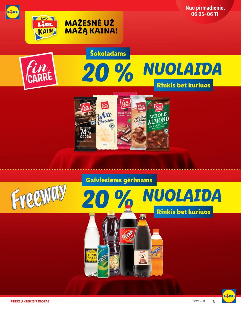 LIDL specialūs pasiūlymai nurodytose parduotuvėse galioja nuo 2023.06.05