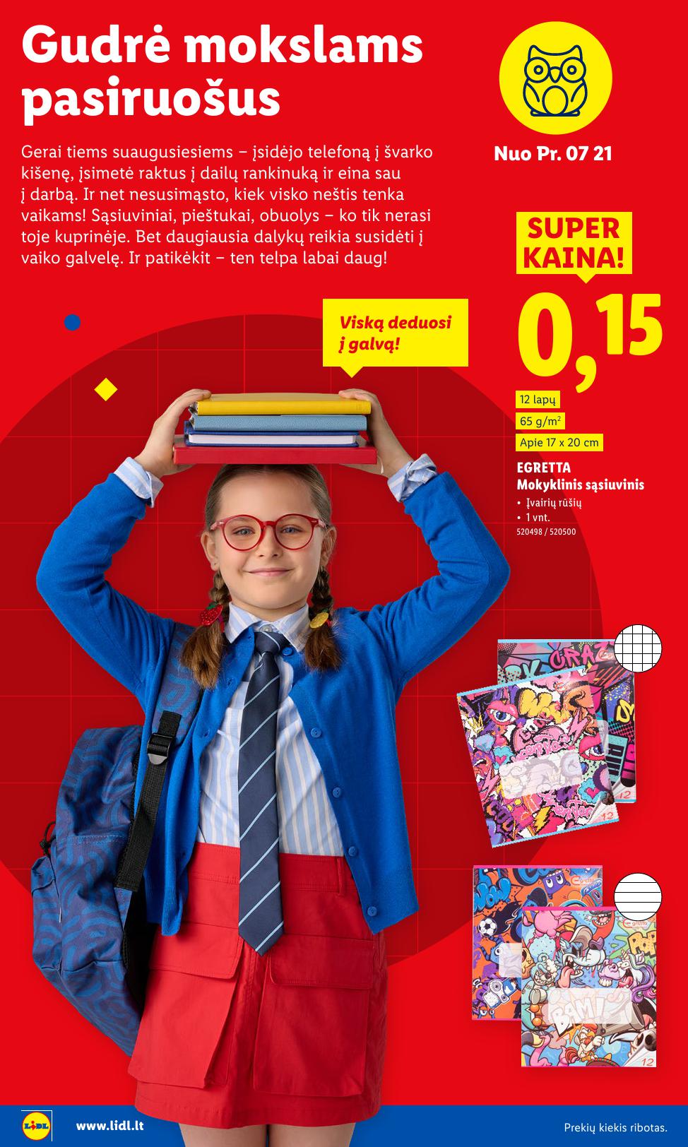 LIDL mokyklos prekių katalogas "Į žinių pasaulį" galioja nuo 2025.07.21