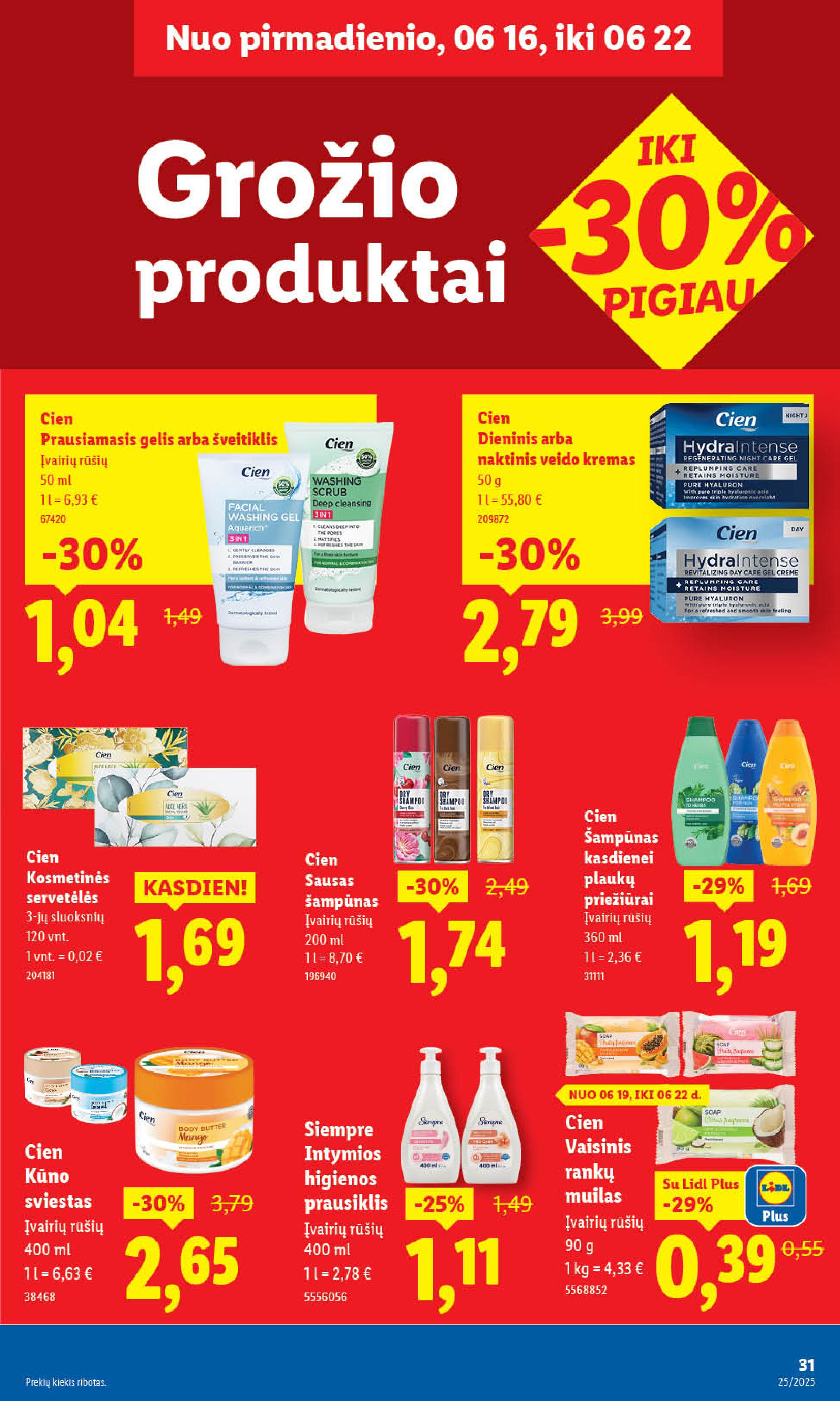 LIDL akcijų ir nuolaidų leidinys 2025.06.16 - 2025.06.22