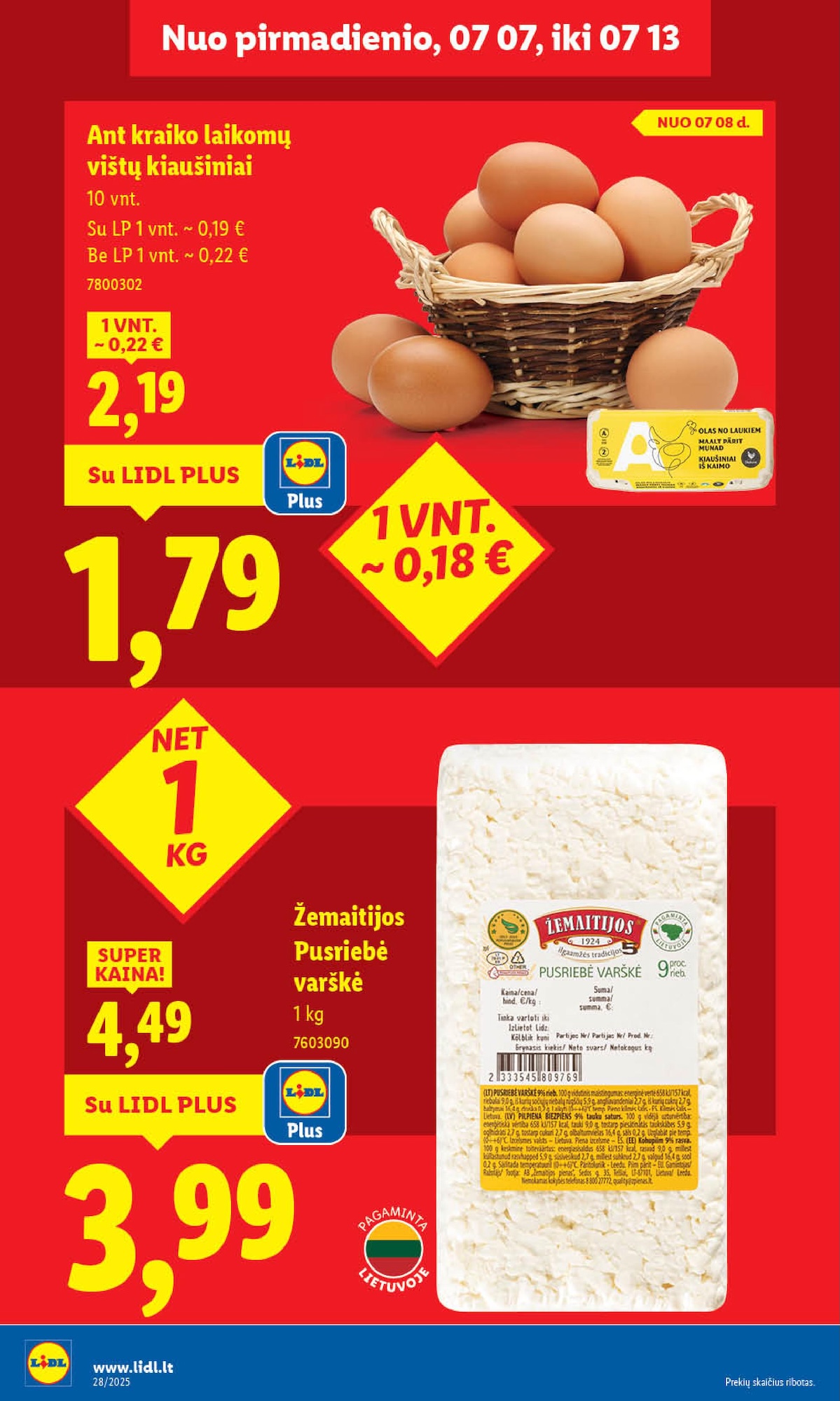 LIDL maisto prekių leidinukas nuo ketvirtadienio 2025.07.10 iki 2025.07.13