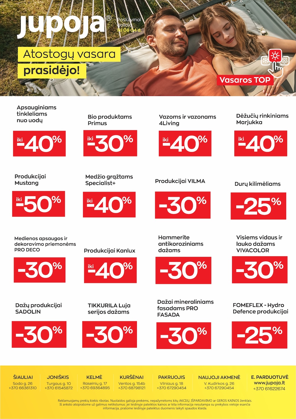 Naujas JUPOJA akcijų ir nuolaidų leidinys 2025.07.08 - 2025.08.04