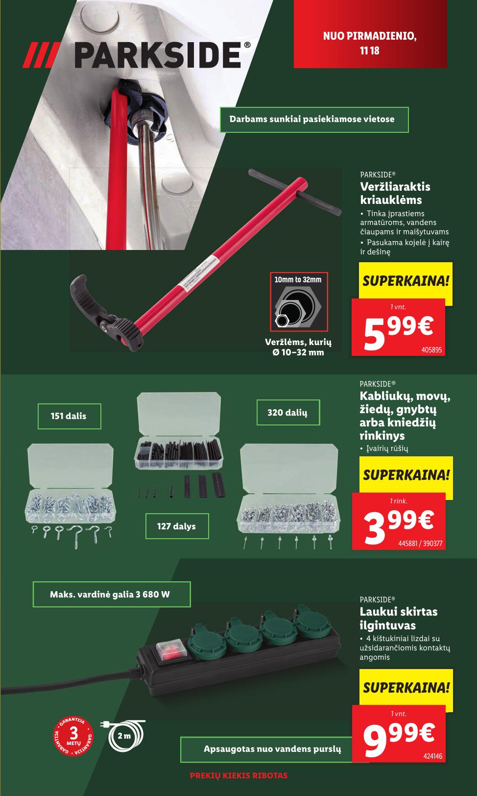 LIDL katalogas "Parkside aukštos kokybės įrankiai" galioja nuo 11.18