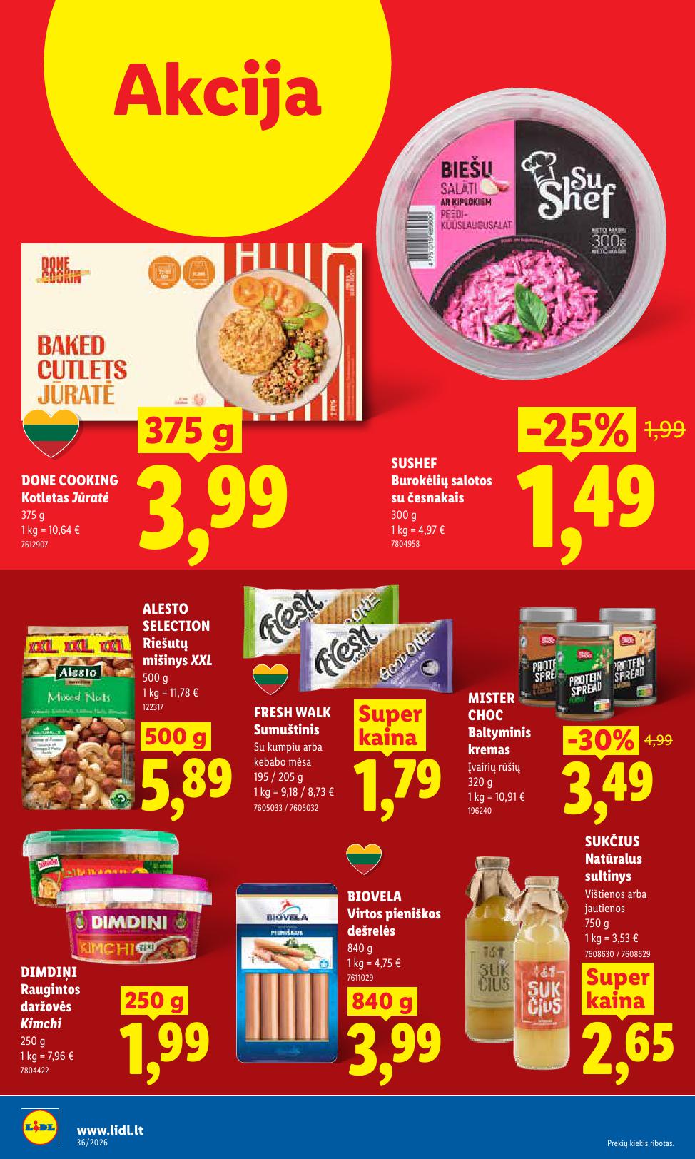 LIDL akcijų ir nuolaidų leidinys 2026.08.31 - 2026.09.06