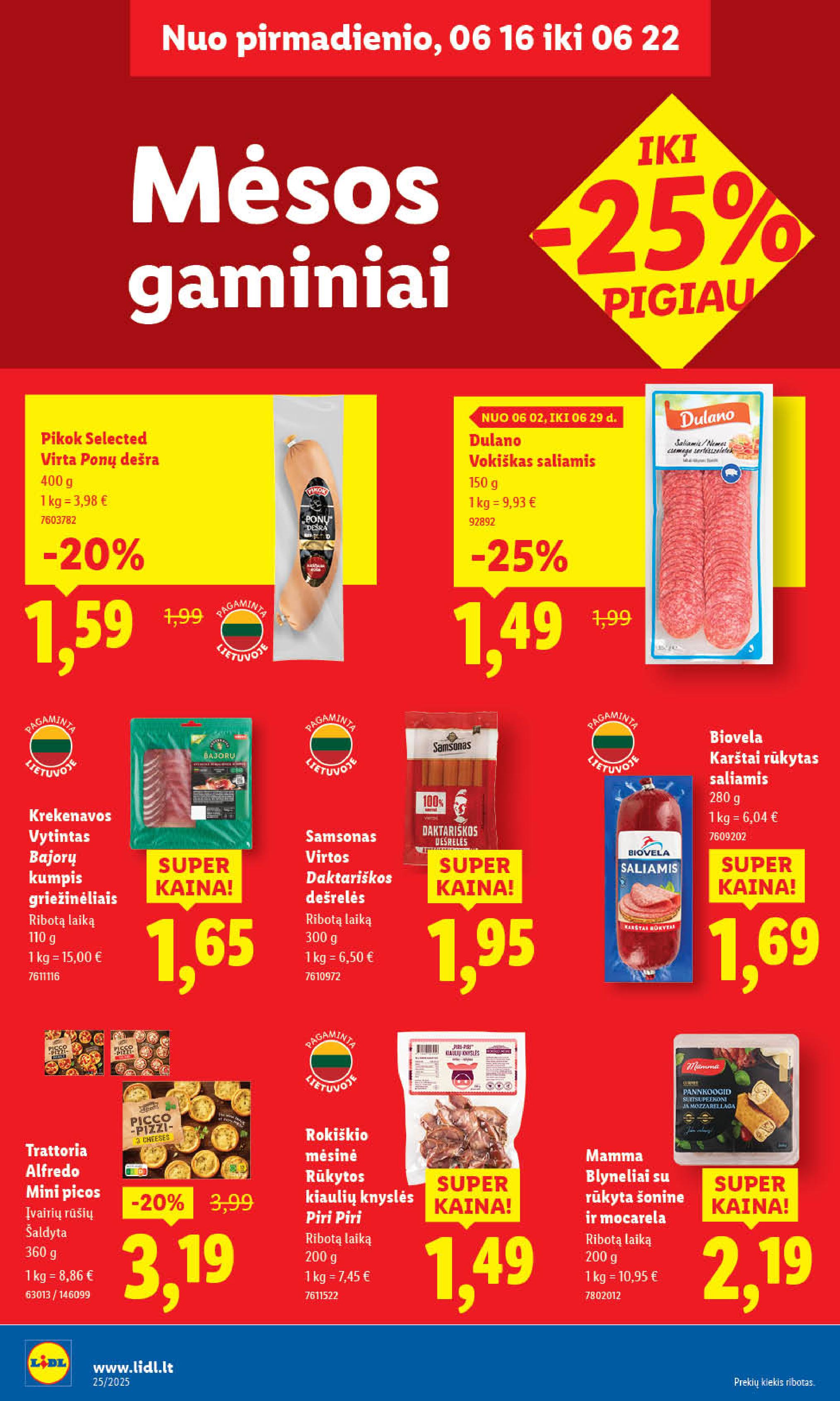 LIDL akcijų ir nuolaidų leidinys 2025.06.16 - 2025.06.22