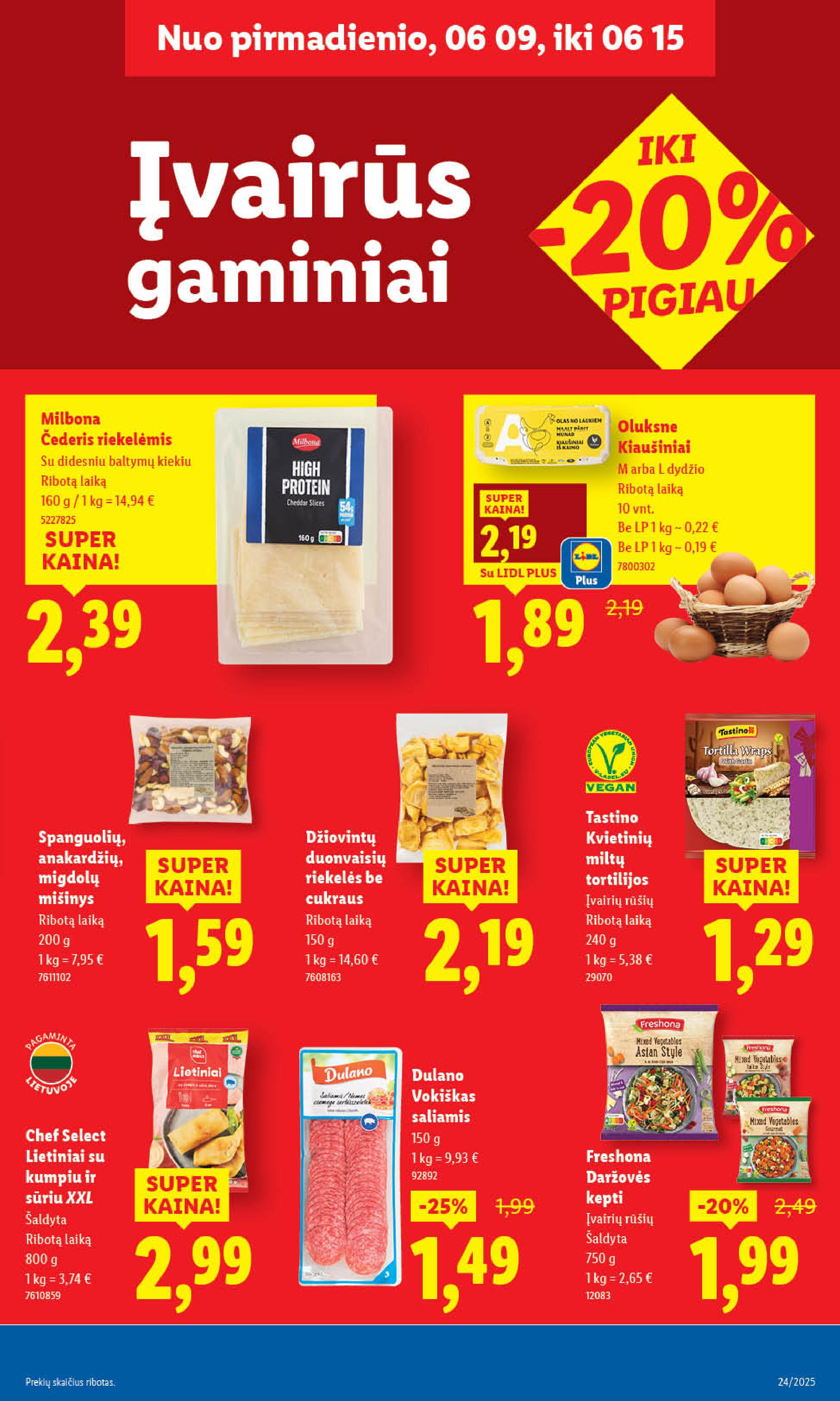 LIDL maisto prekių leidinukas nuo ketvirtadienio 2025.06.12 iki 2025.06.15