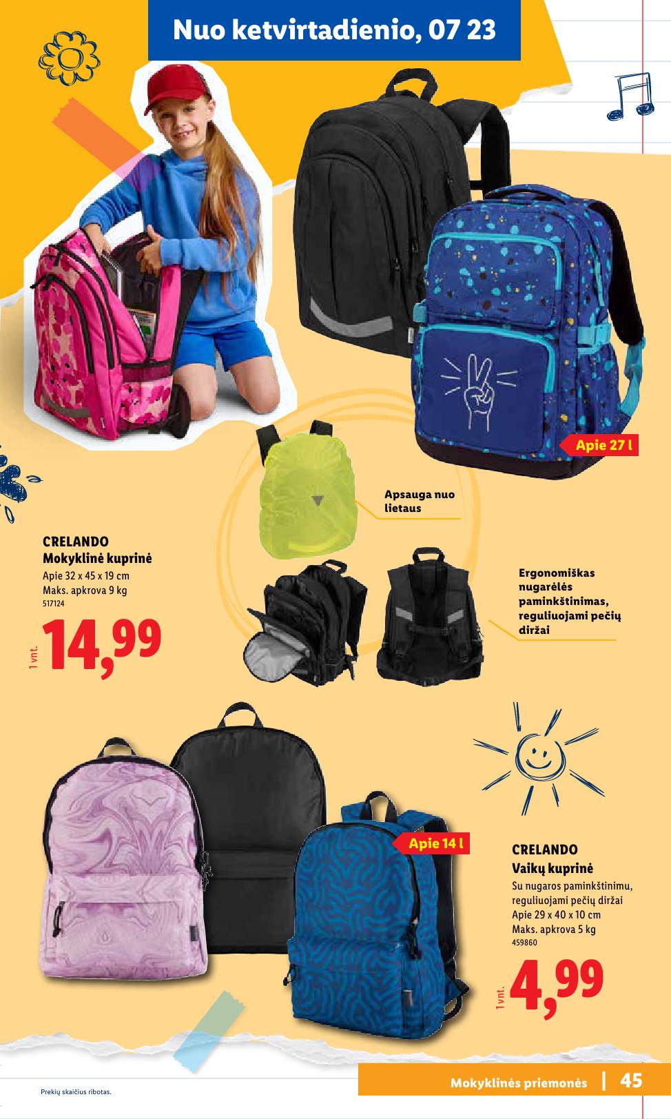 LIDL mokyklinių prekių katalogas "Atgal į mokyklą"