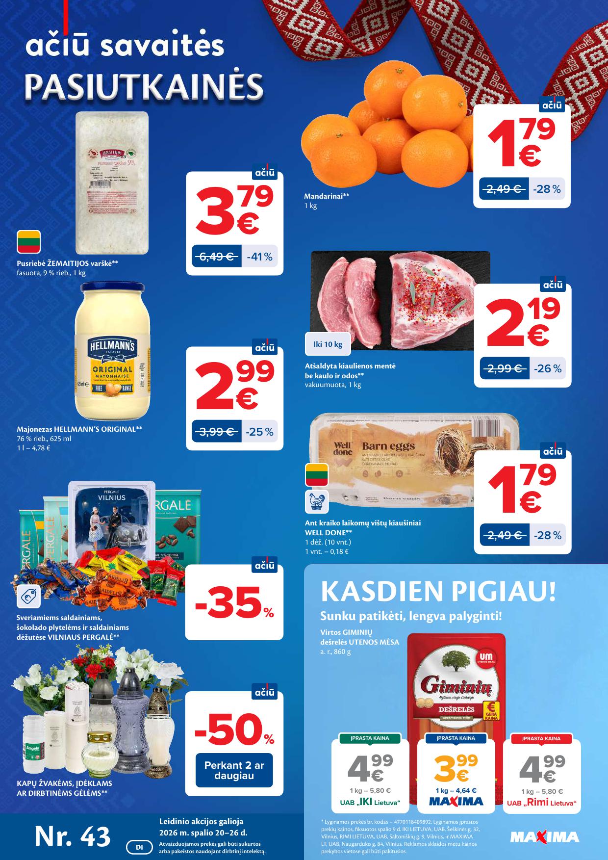 MAXIMA akcijų ir nuolaidų leidinys Nr.43 2026.10.20 - 2026.10.26