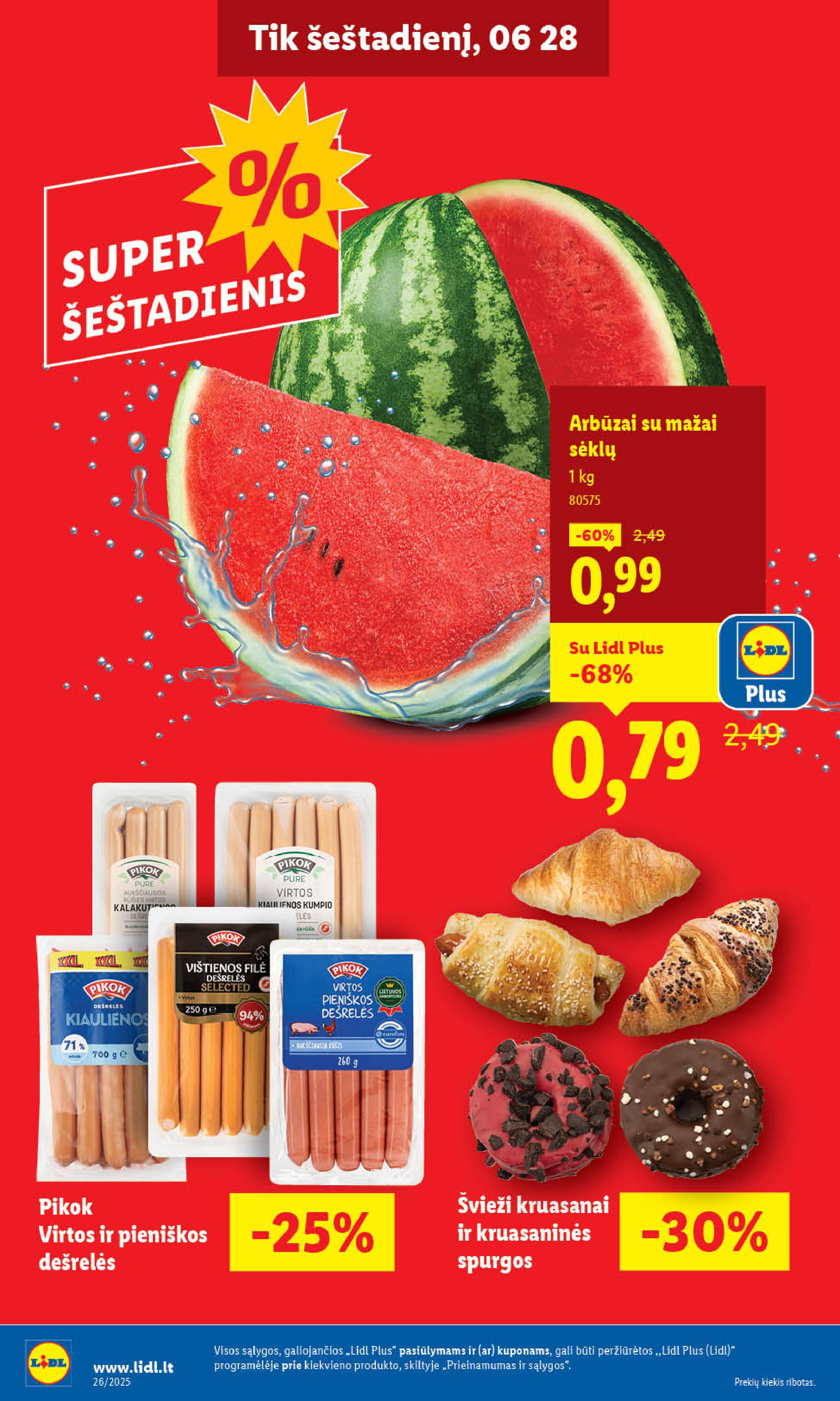 LIDL maisto prekių leidinukas nuo ketvirtadienio 2025.06.26. iki 2025.06.29