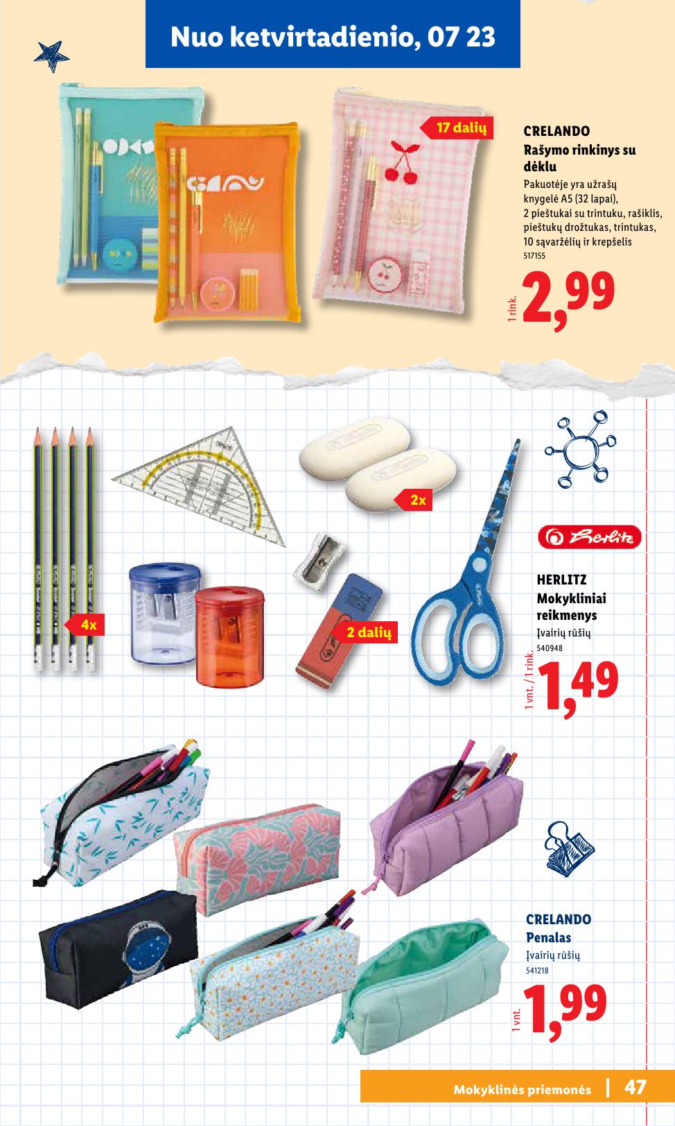 LIDL mokyklinių prekių katalogas "Atgal į mokyklą"