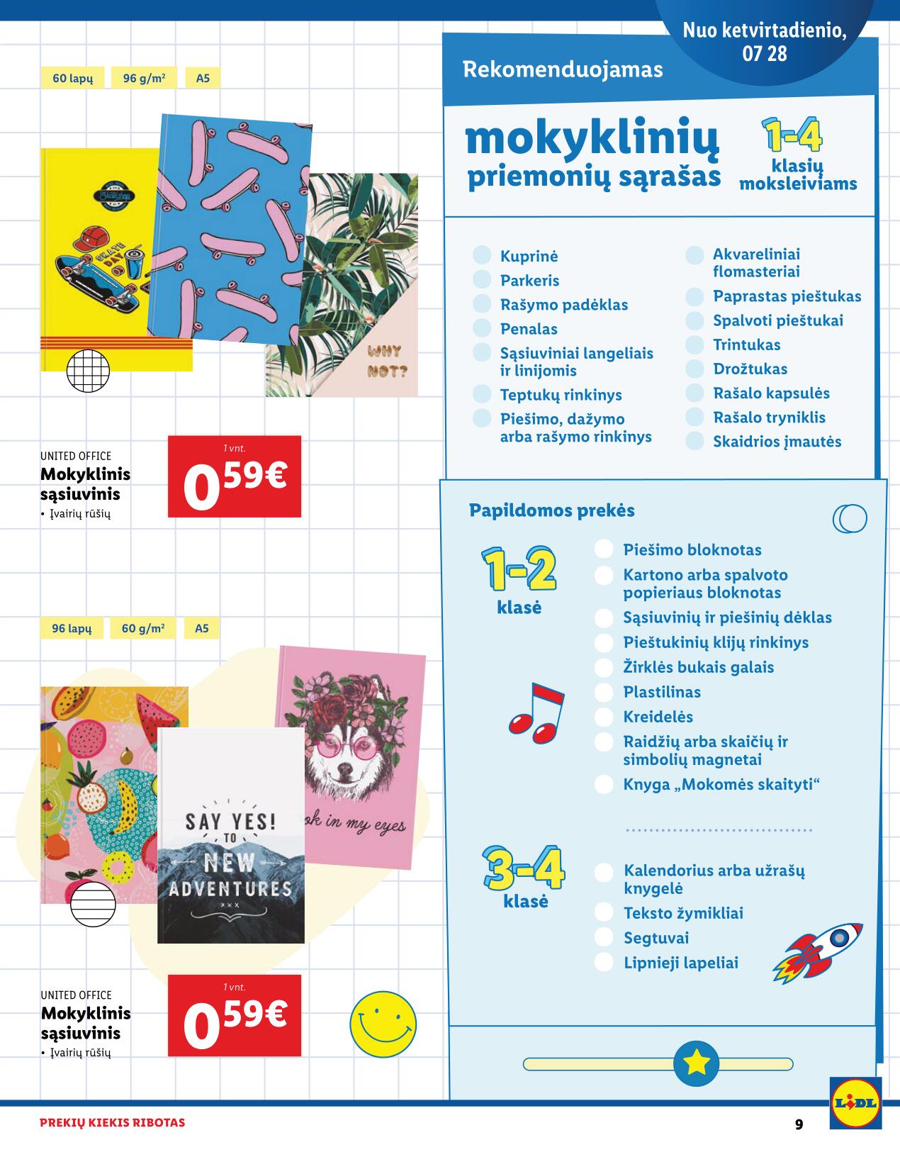 LIDL Mokyklinių prekių katalogas "Misija mokykla" galioja nuo 2022.07.28