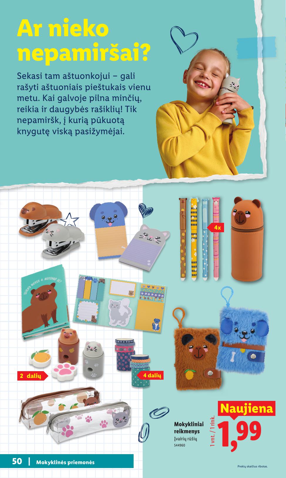 LIDL mokyklinių prekių katalogas "Atgal į mokyklą"