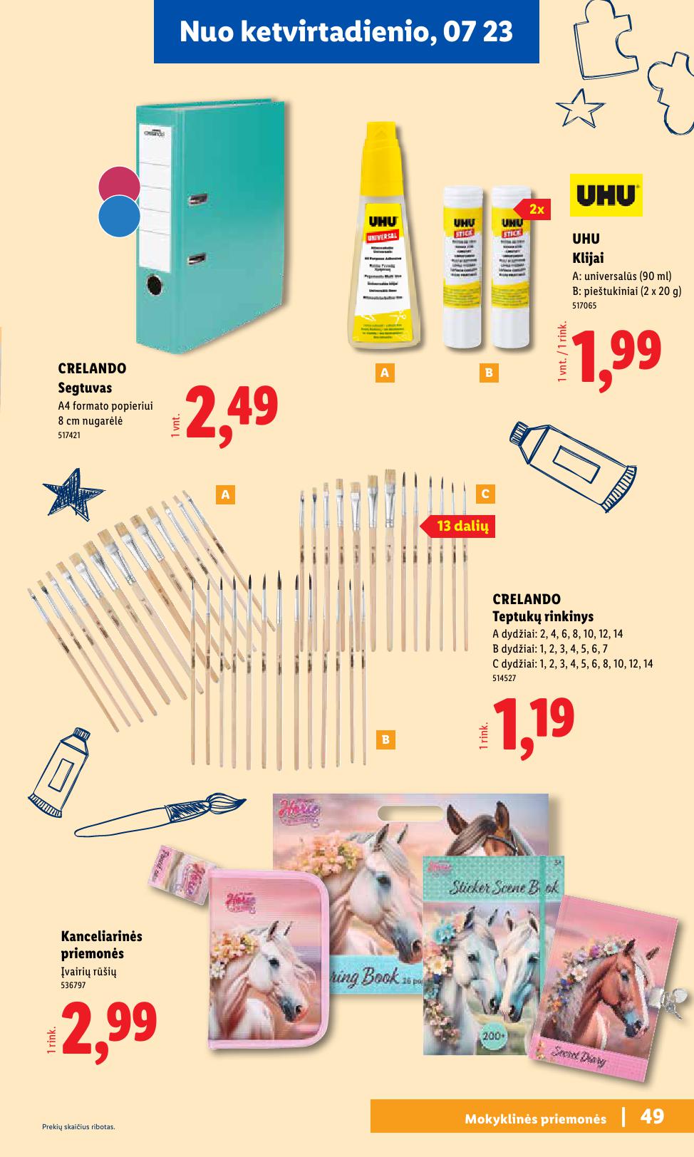 LIDL mokyklinių prekių katalogas "Atgal į mokyklą"