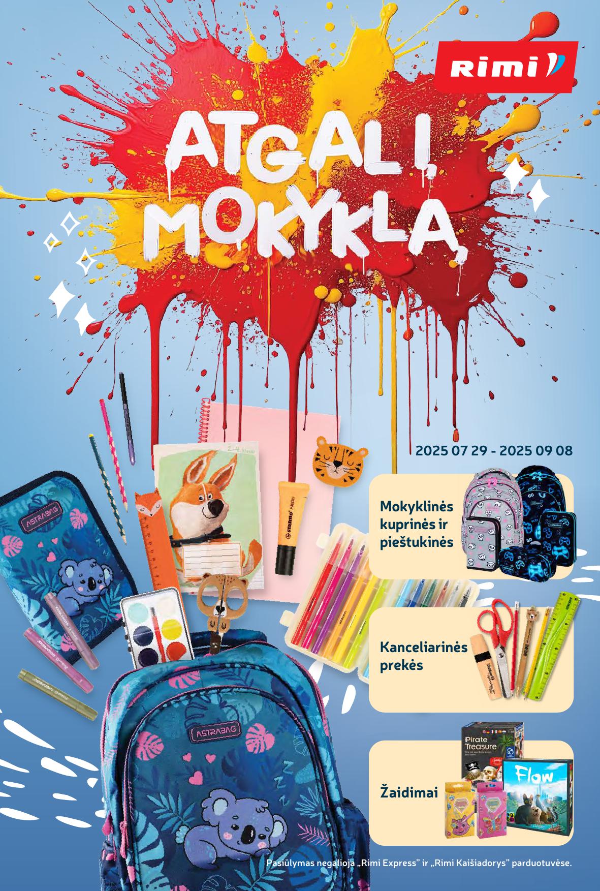 RIMI nuolaidų katalogas "Atgal į mokyklą !" galioja 2025.07.29 - 2025.09.08