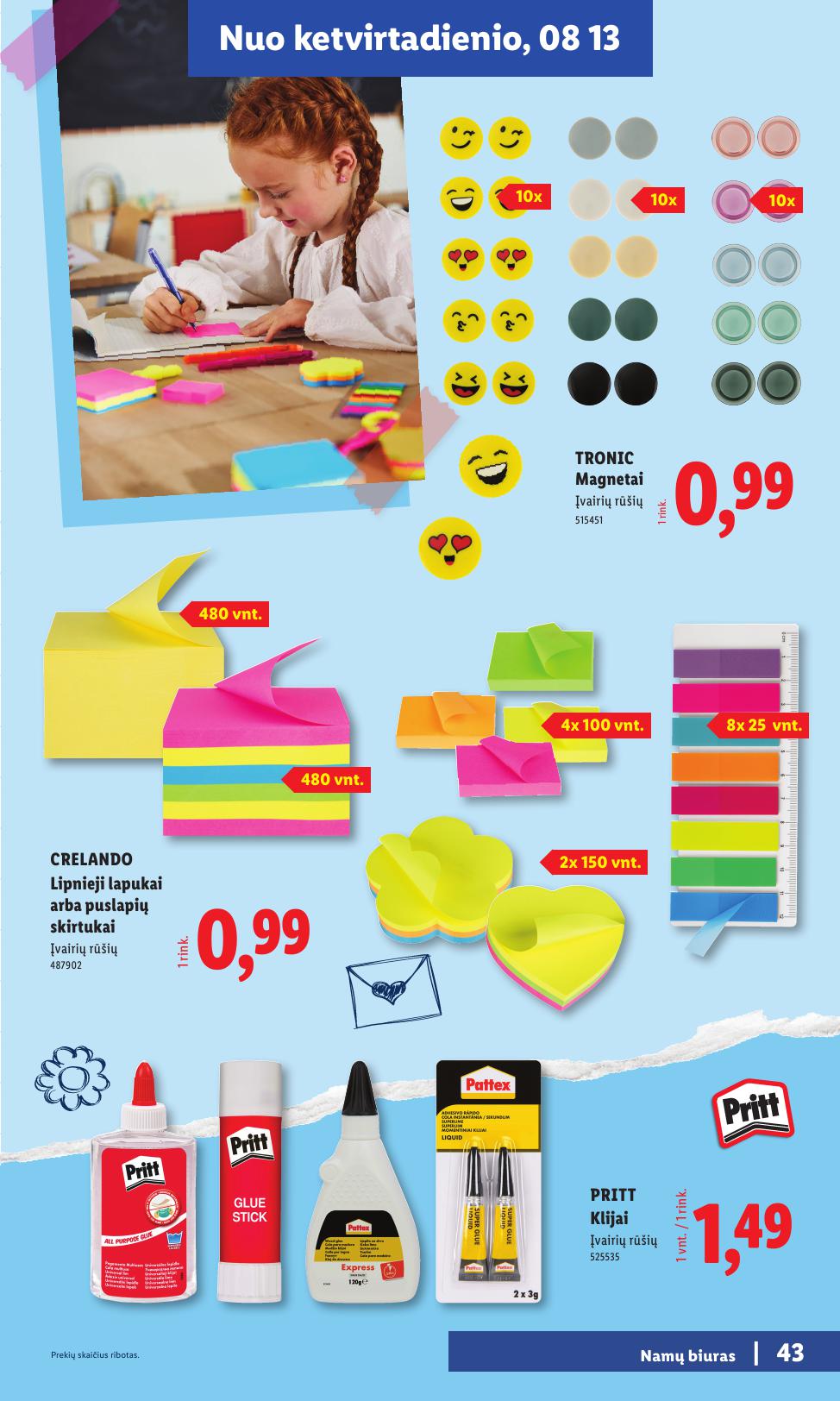 LIDL mokyklinių prekių katalogas "Atgal į mokyklą"