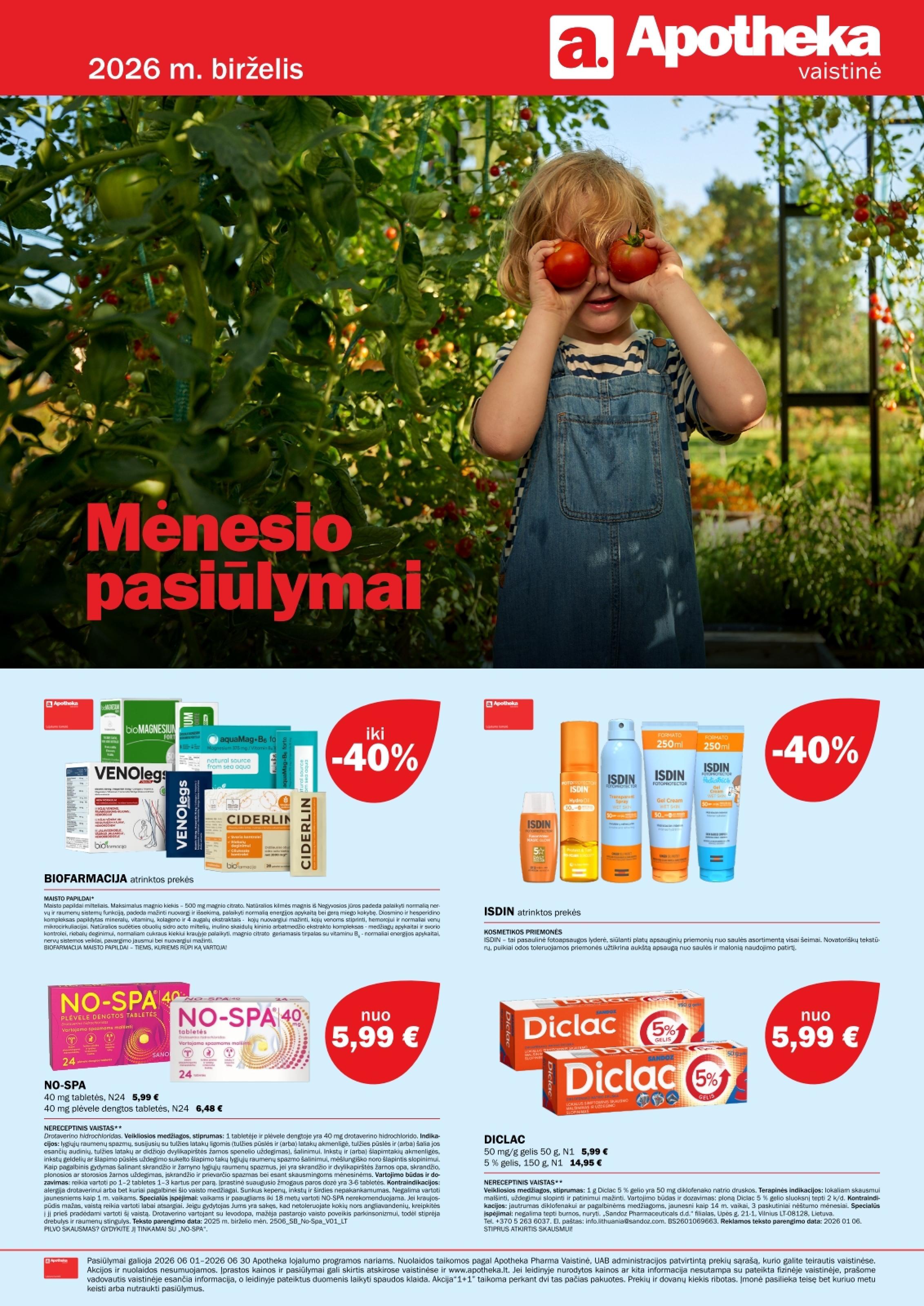 APOTHEKA vaistinės akcijų ir nuolaidų leidinys 2026.06.01 - 2026.06.30