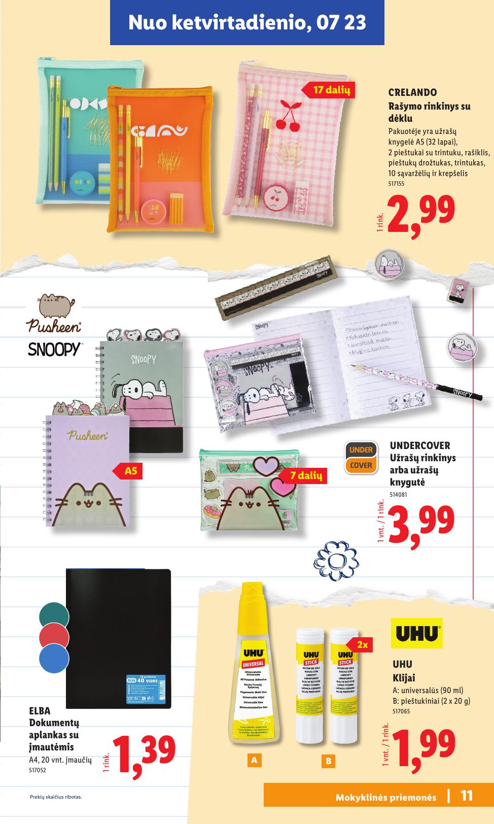 LIDL mokyklinių prekių katalogas "Atgal į mokyklą"
