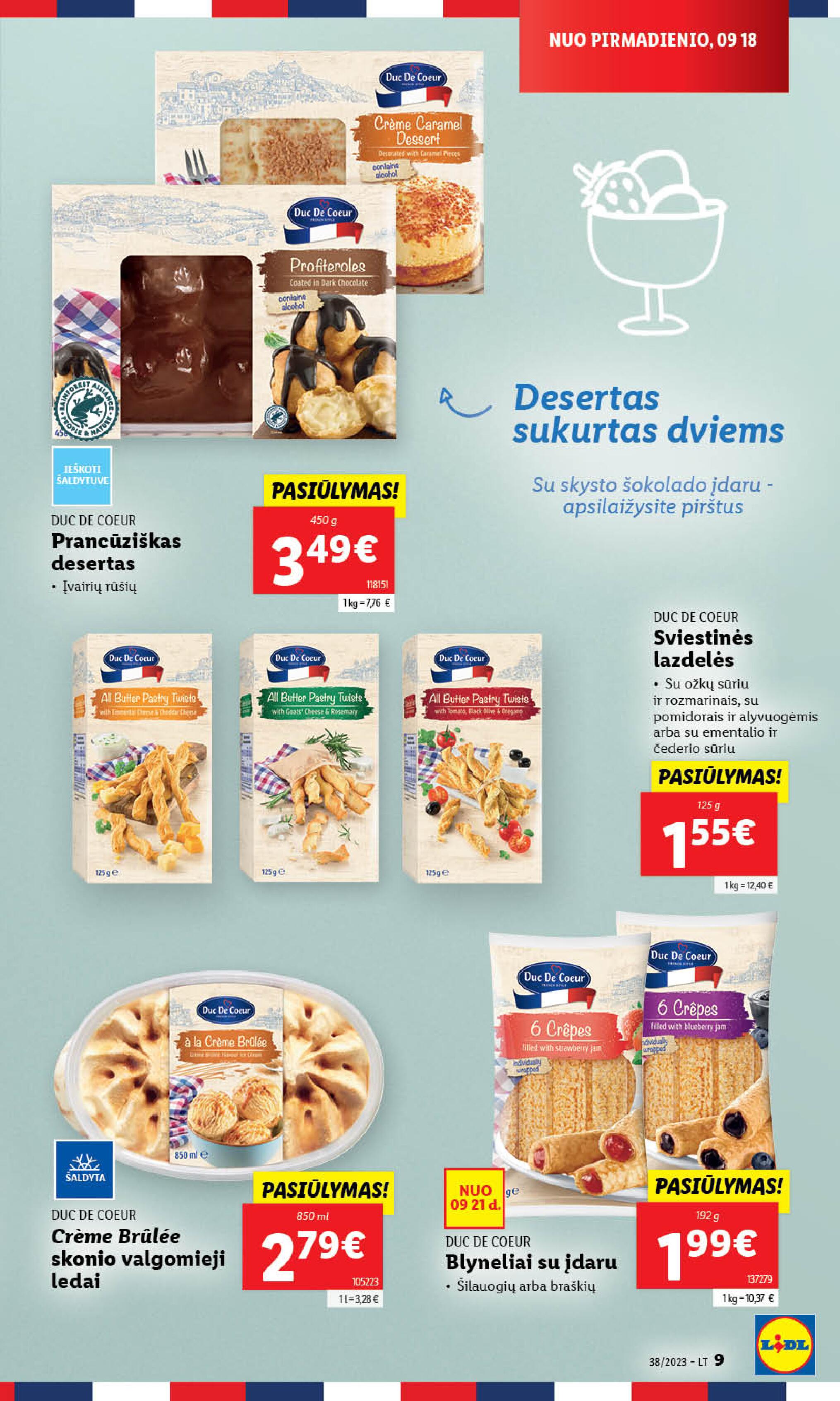 LIDL PRANCŪZIŠKO STILIAUS PRODUKTAI savaitė "DUC DE COEUR" nuo 2023.09.18