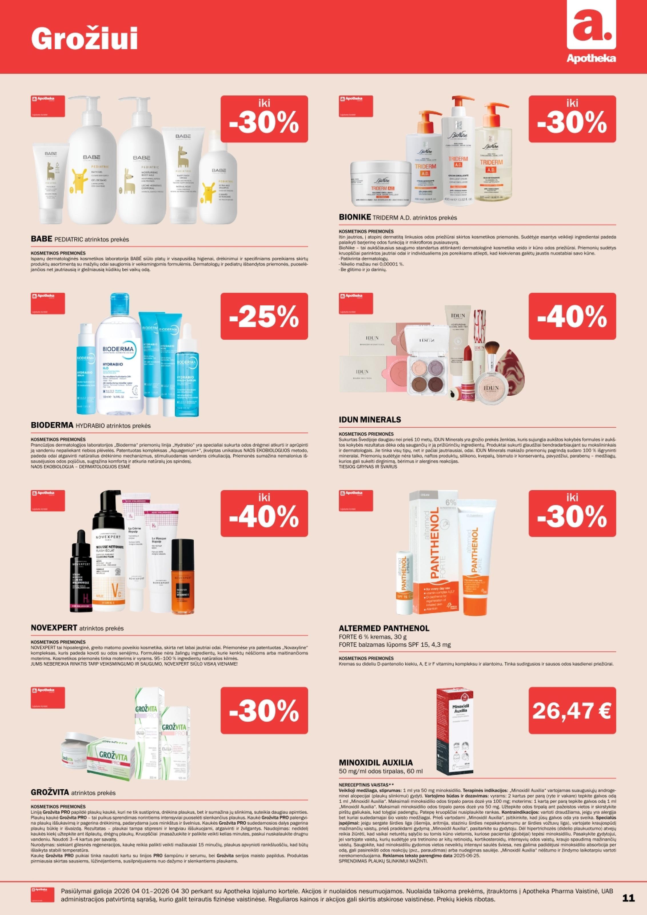 Naujas APOTHEKA vaistinės akcijų ir nuolaidų leidinys 2026.04.01 - 2026.04.30
