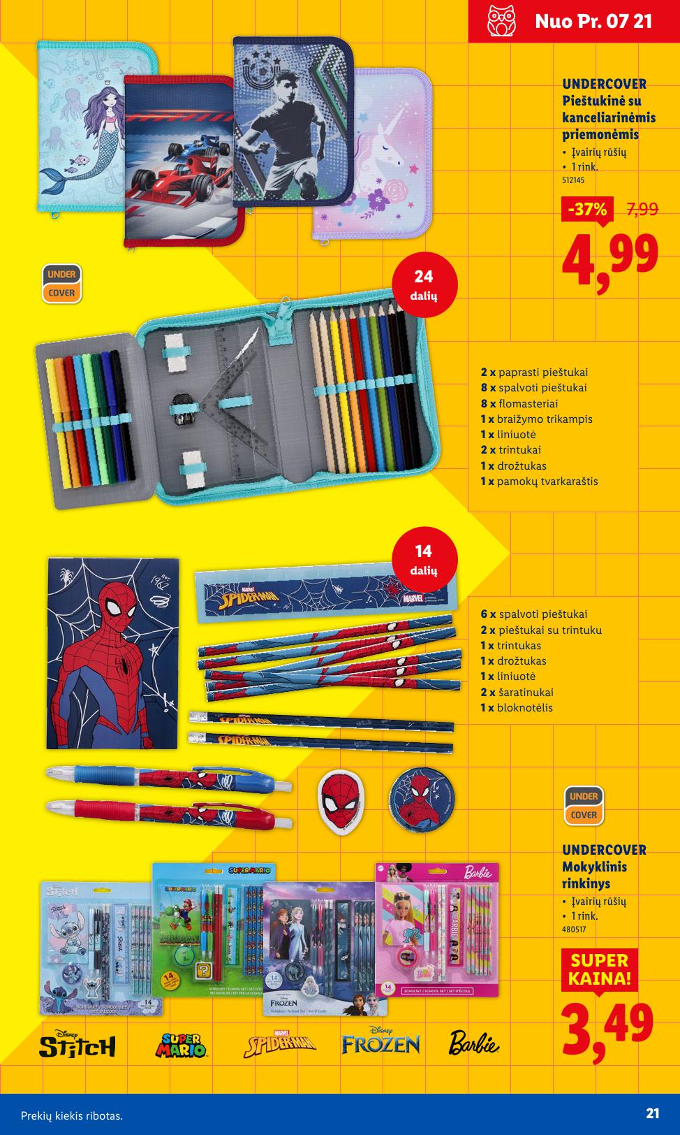 LIDL mokyklos prekių katalogas "Į žinių pasaulį" galioja nuo 2025.07.21