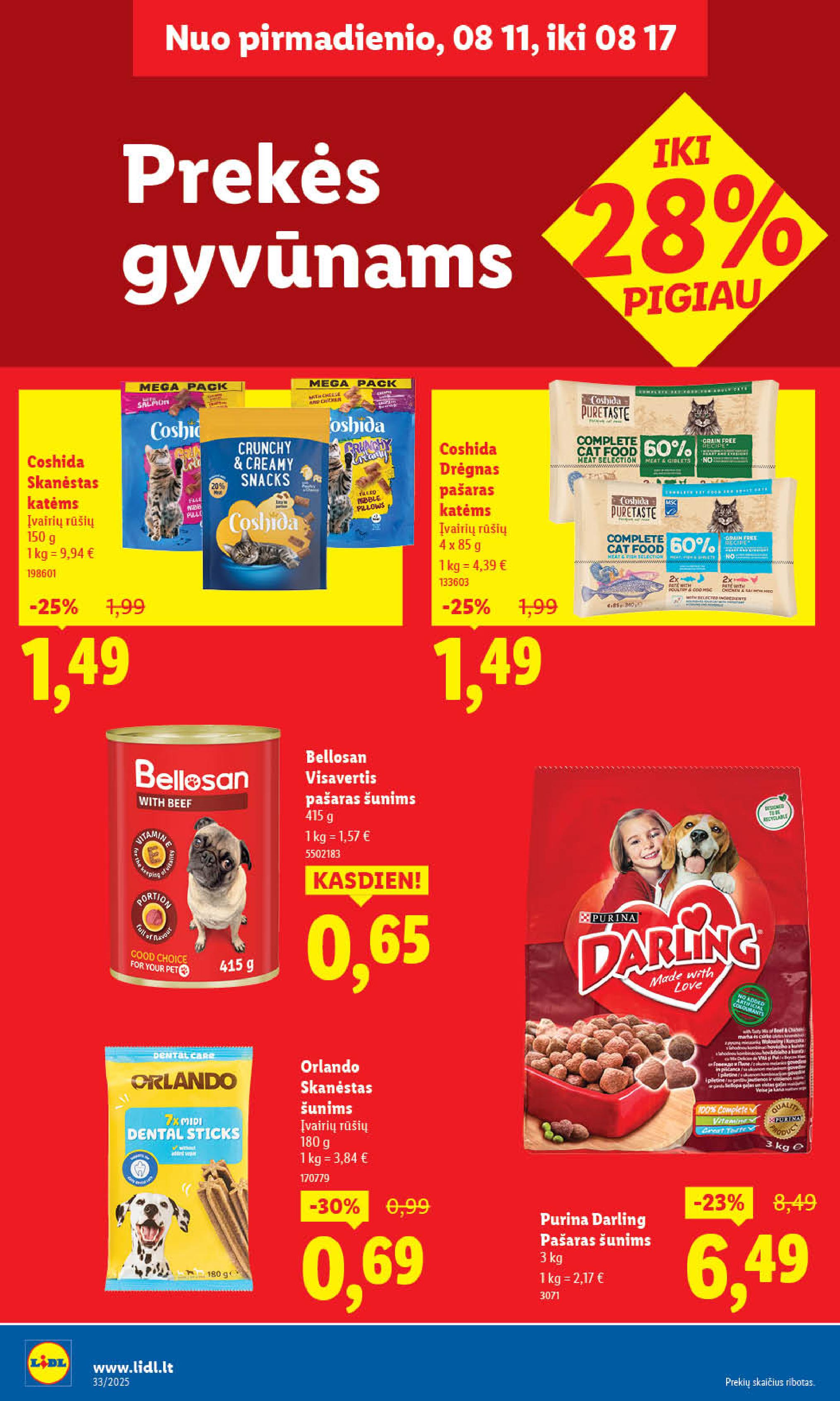 LIDL maisto prekių leidinukas nuo ketvirtadienio 2025.08.14 iki 2025.08.17