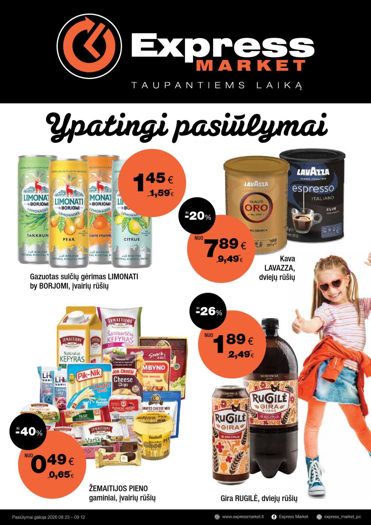 EXPRESS MARKET akcijų ir nuolaidų leidinys nuo 2026.08.23 iki 2026.09.12