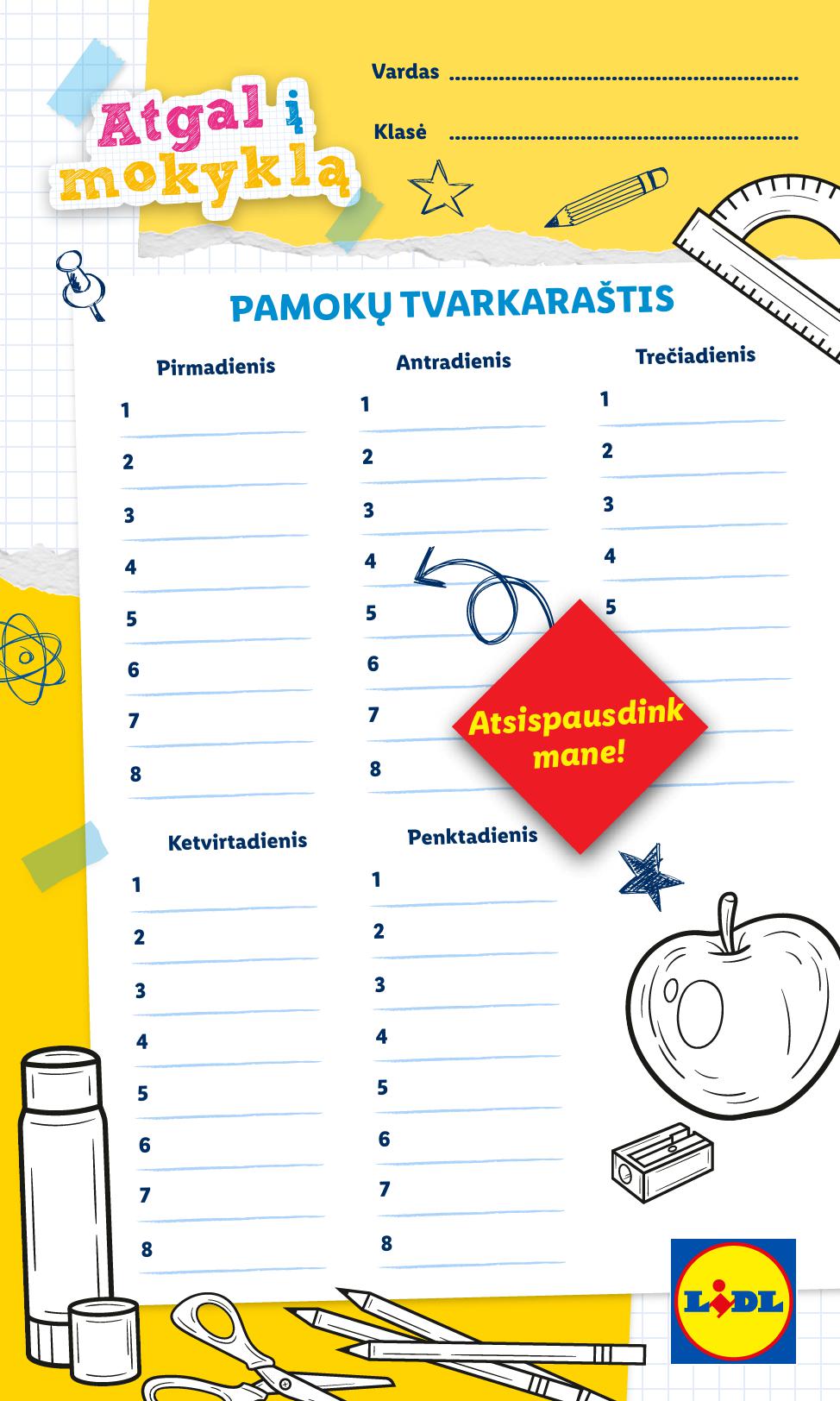 LIDL mokyklinių prekių katalogas "Atgal į mokyklą"