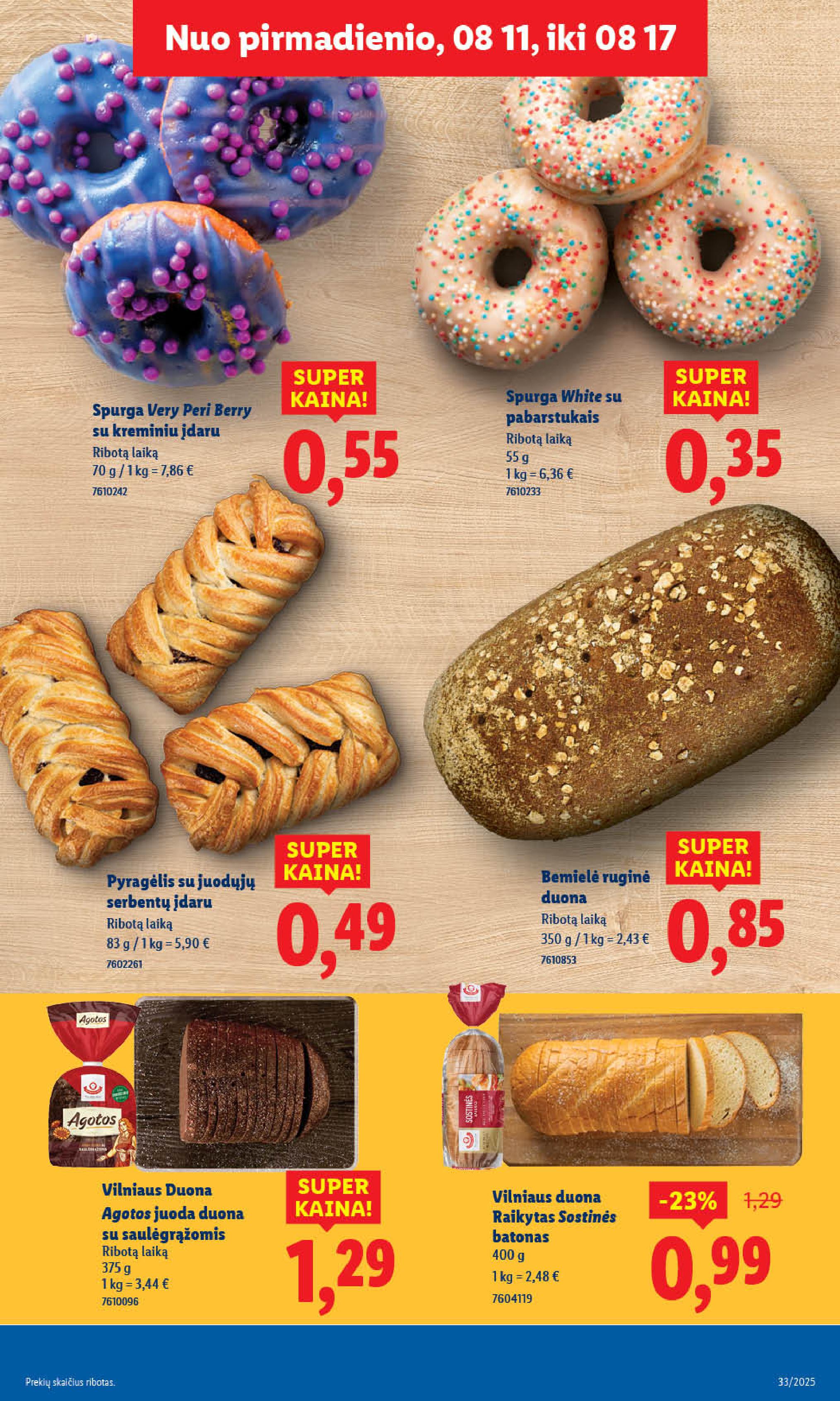 LIDL maisto prekių leidinukas nuo ketvirtadienio 2025.08.14 iki 2025.08.17