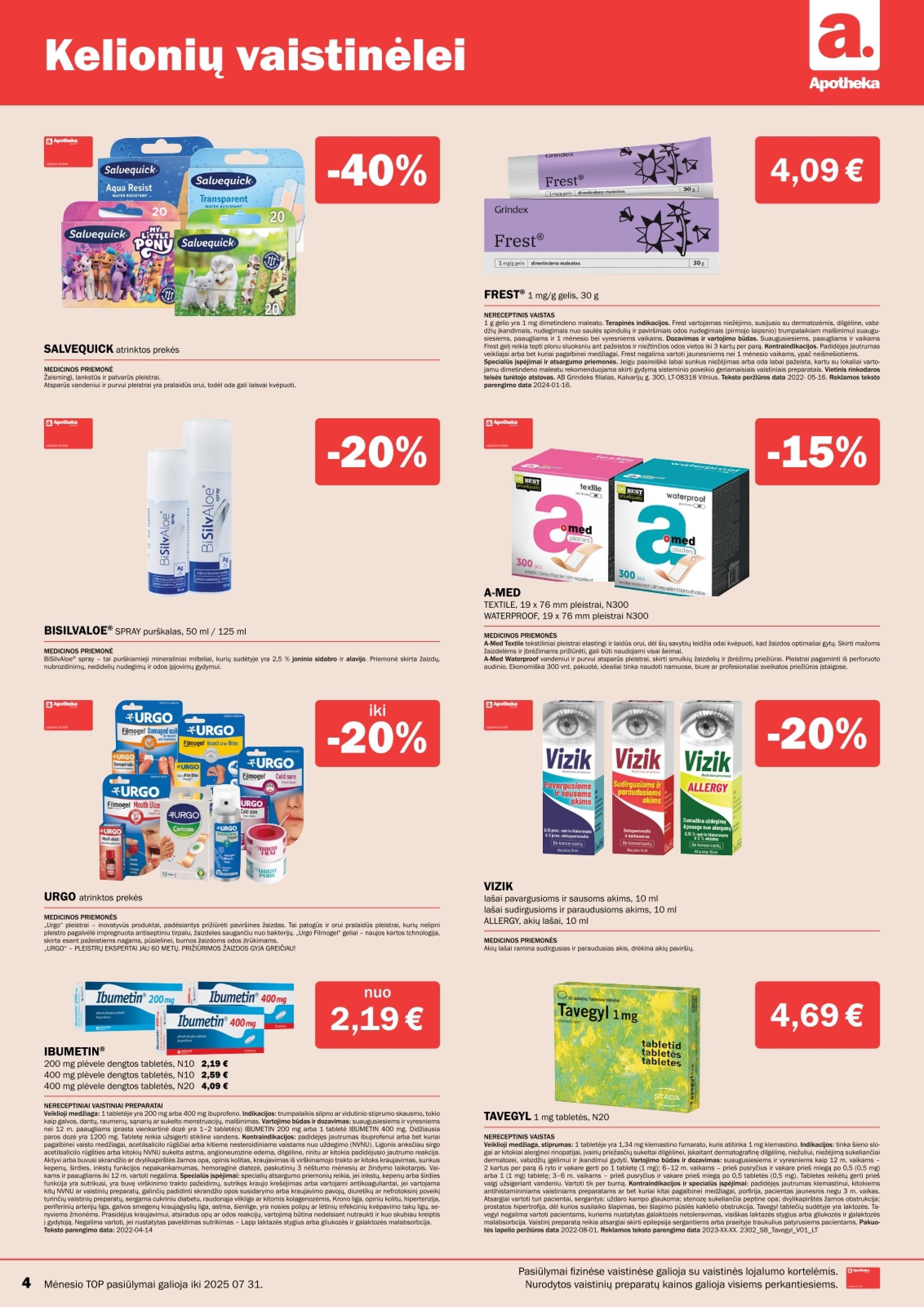 APOTHEKA vaistinės akcijų ir nuolaidų leidinys 2025.07.01 - 2025.07.31