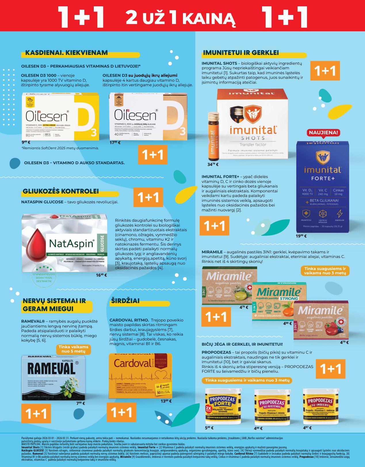 NORFOS vaistinės akcijų ir nuolaidų leidinys 2026.03.01 - 2026.03.31