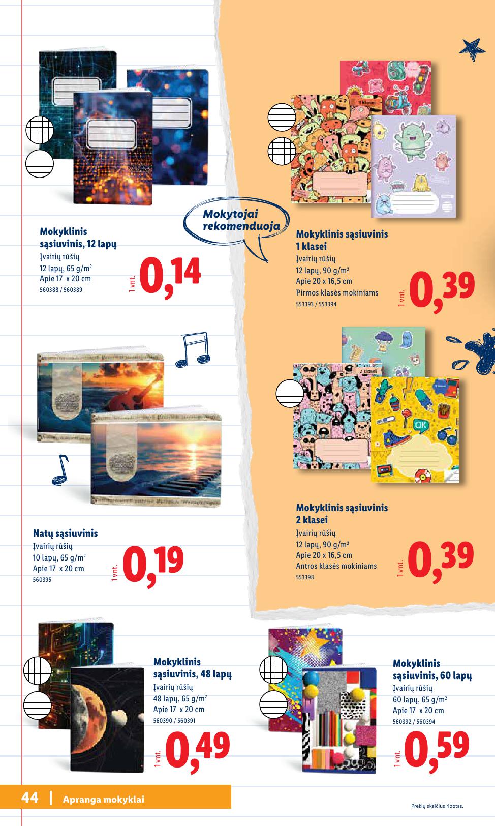 LIDL mokyklinių prekių katalogas "Atgal į mokyklą"