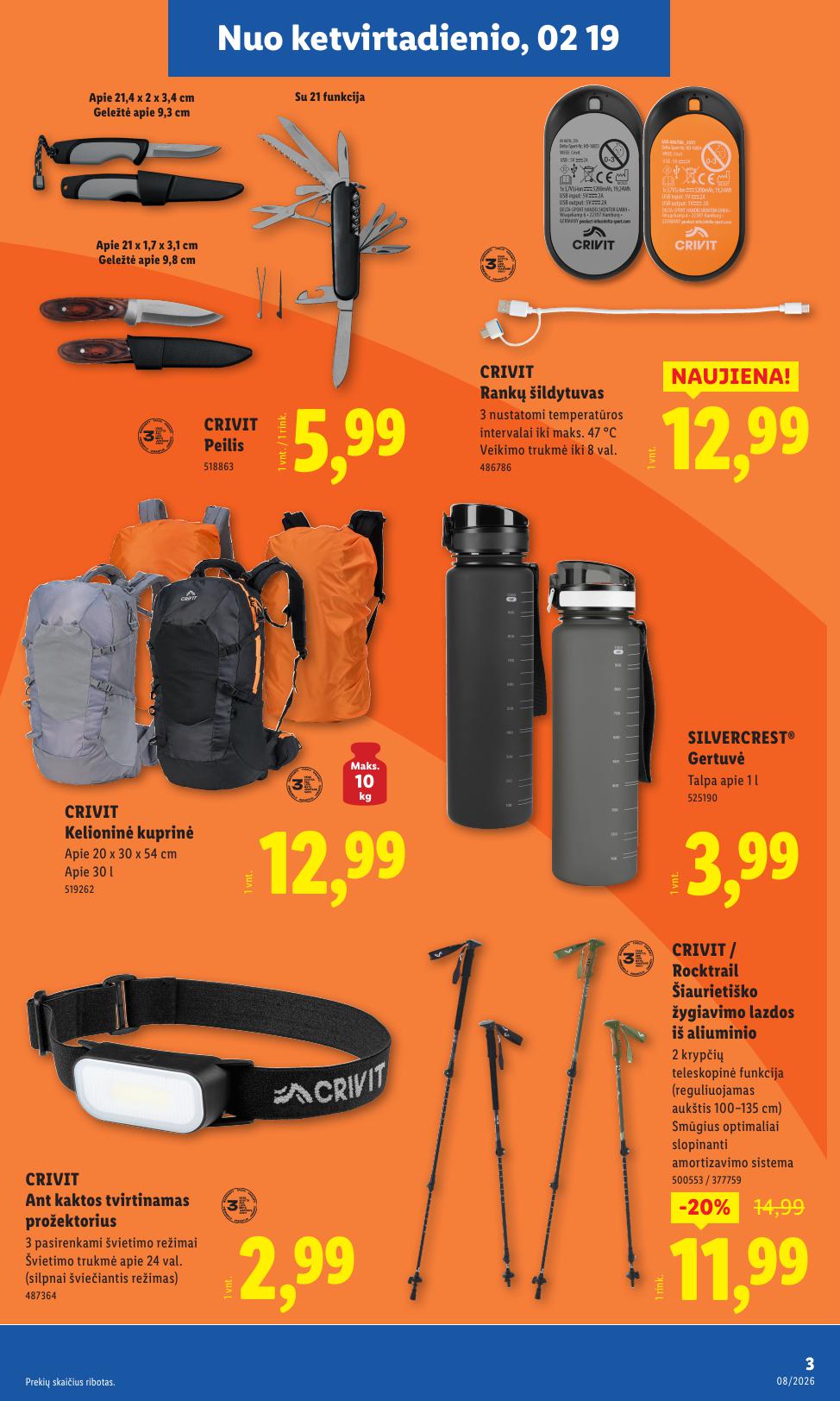 LIDL katalogas "CRIVIT: sportas ir laisvalaikis" galioja nuo 2026.02.16