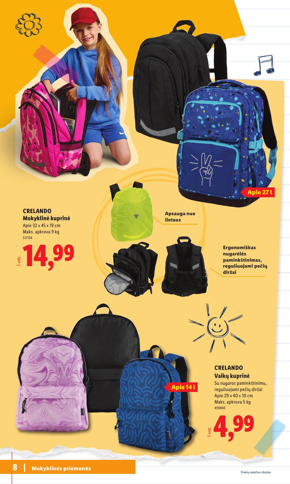 LIDL mokyklinių prekių katalogas "Atgal į mokyklą"