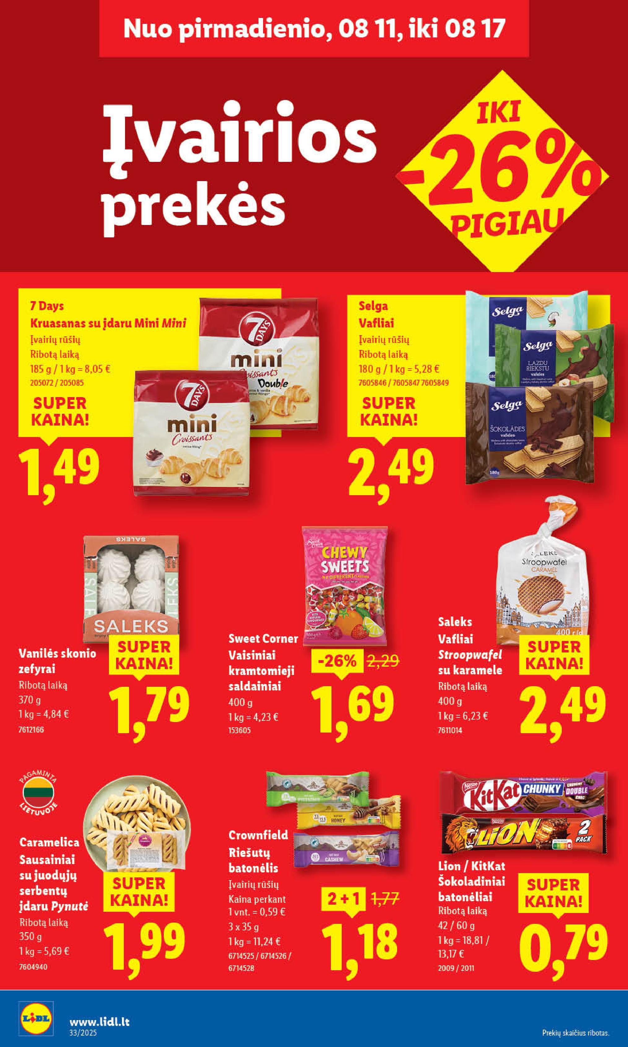 LIDL maisto prekių leidinukas nuo ketvirtadienio 2025.08.14 iki 2025.08.17