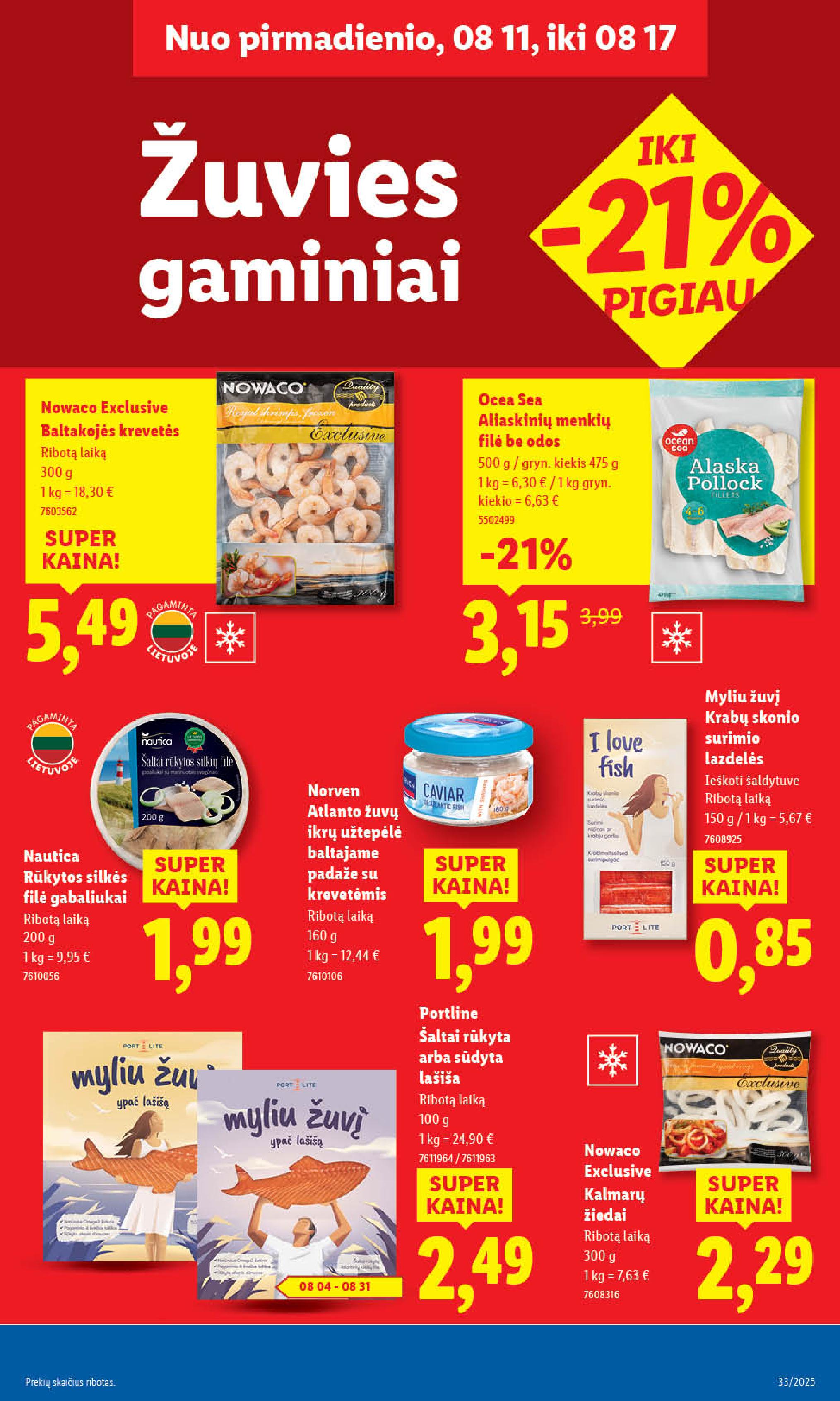 LIDL maisto prekių leidinukas nuo ketvirtadienio 2025.08.14 iki 2025.08.17