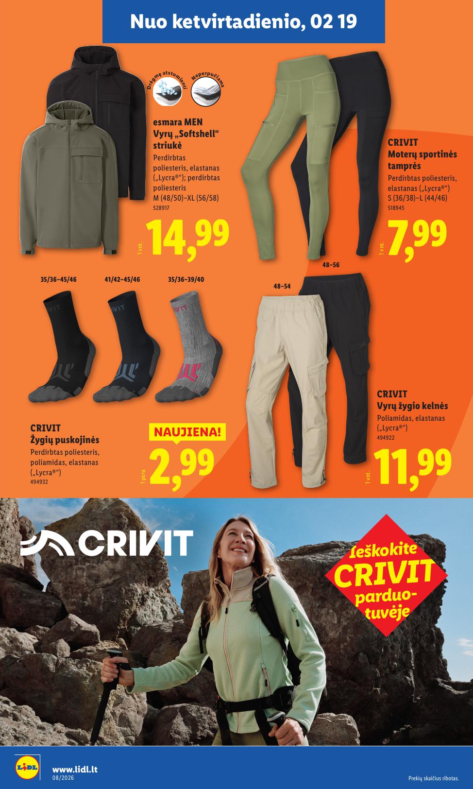 LIDL katalogas "CRIVIT: sportas ir laisvalaikis" galioja nuo 2026.02.16