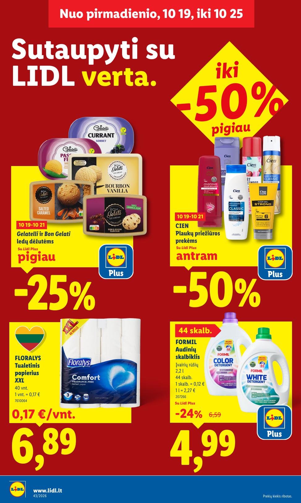 LIDL akcijų ir nuolaidų leidinys 2026.10.19 - 2026.10.25