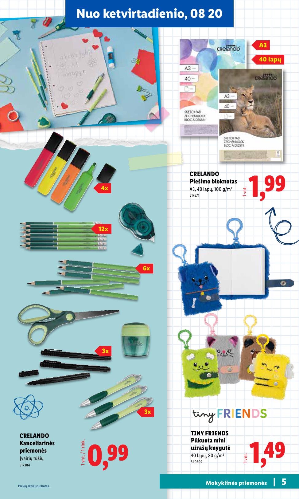 LIDL mokyklinių prekių katalogas "Atgal į mokyklą"