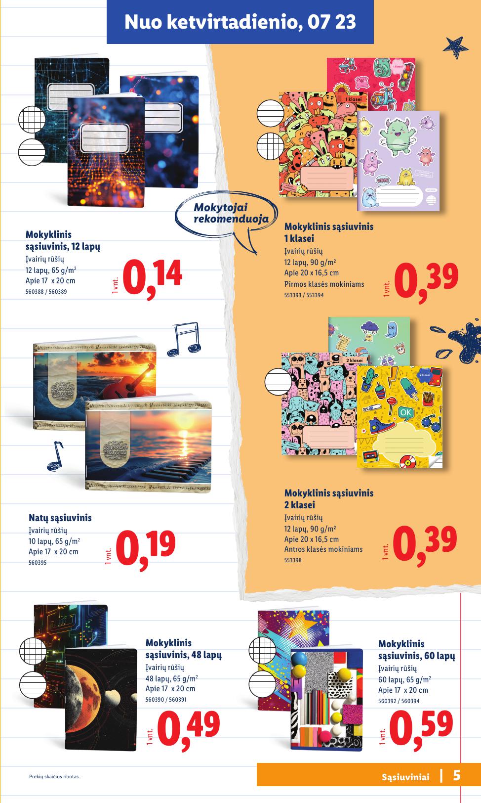 LIDL mokyklinių prekių katalogas "Atgal į mokyklą"