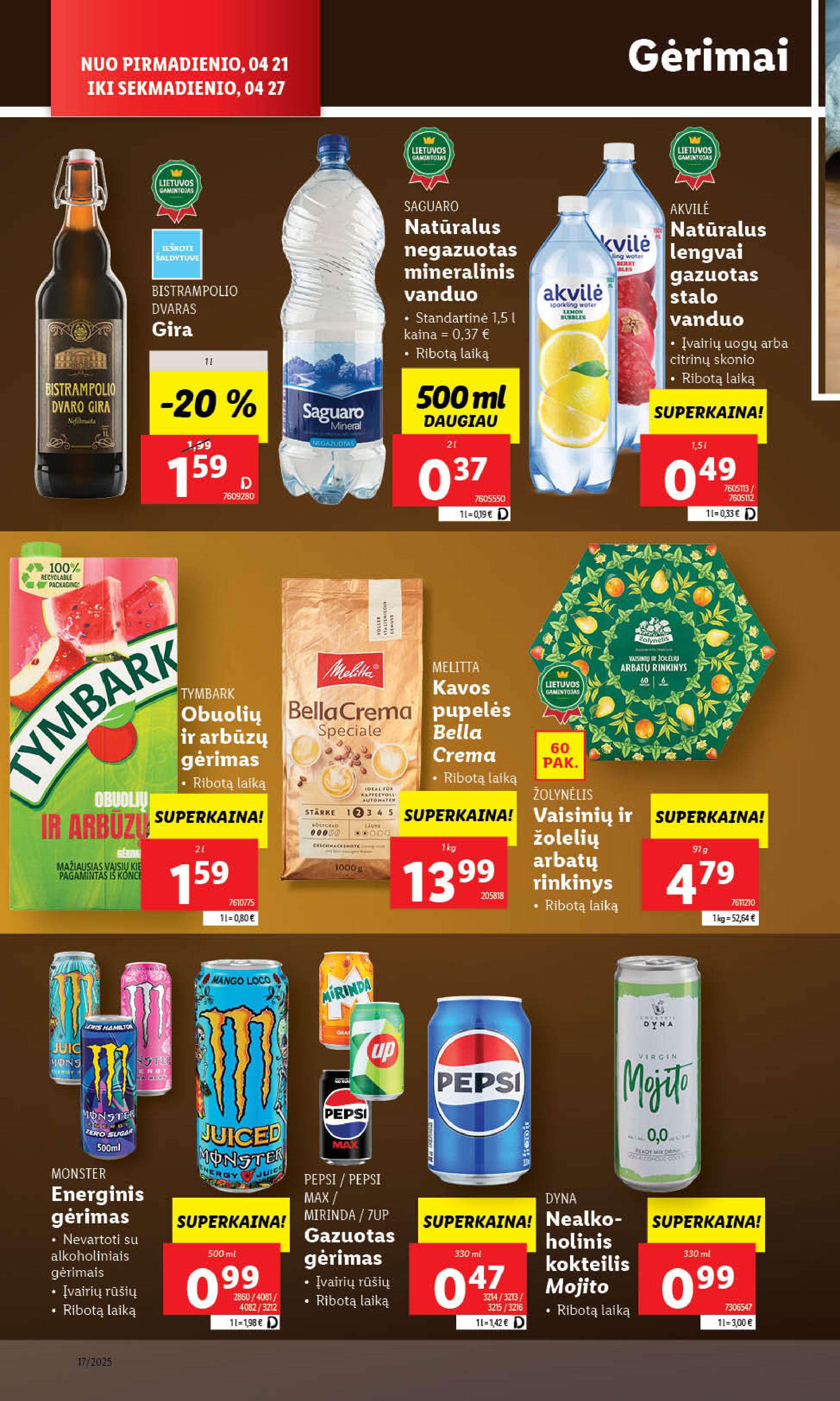 LIDL akcijų ir nuolaidų leidinys 2025.04.21 - 2025.04.27