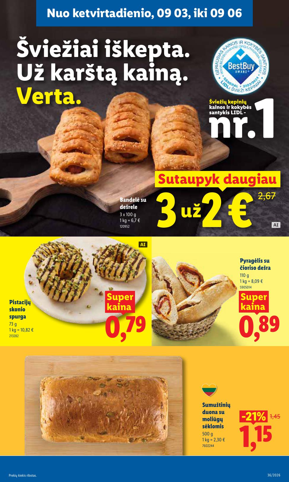 LIDL akcijų ir nuolaidų leidinys 2026.08.31 - 2026.09.06