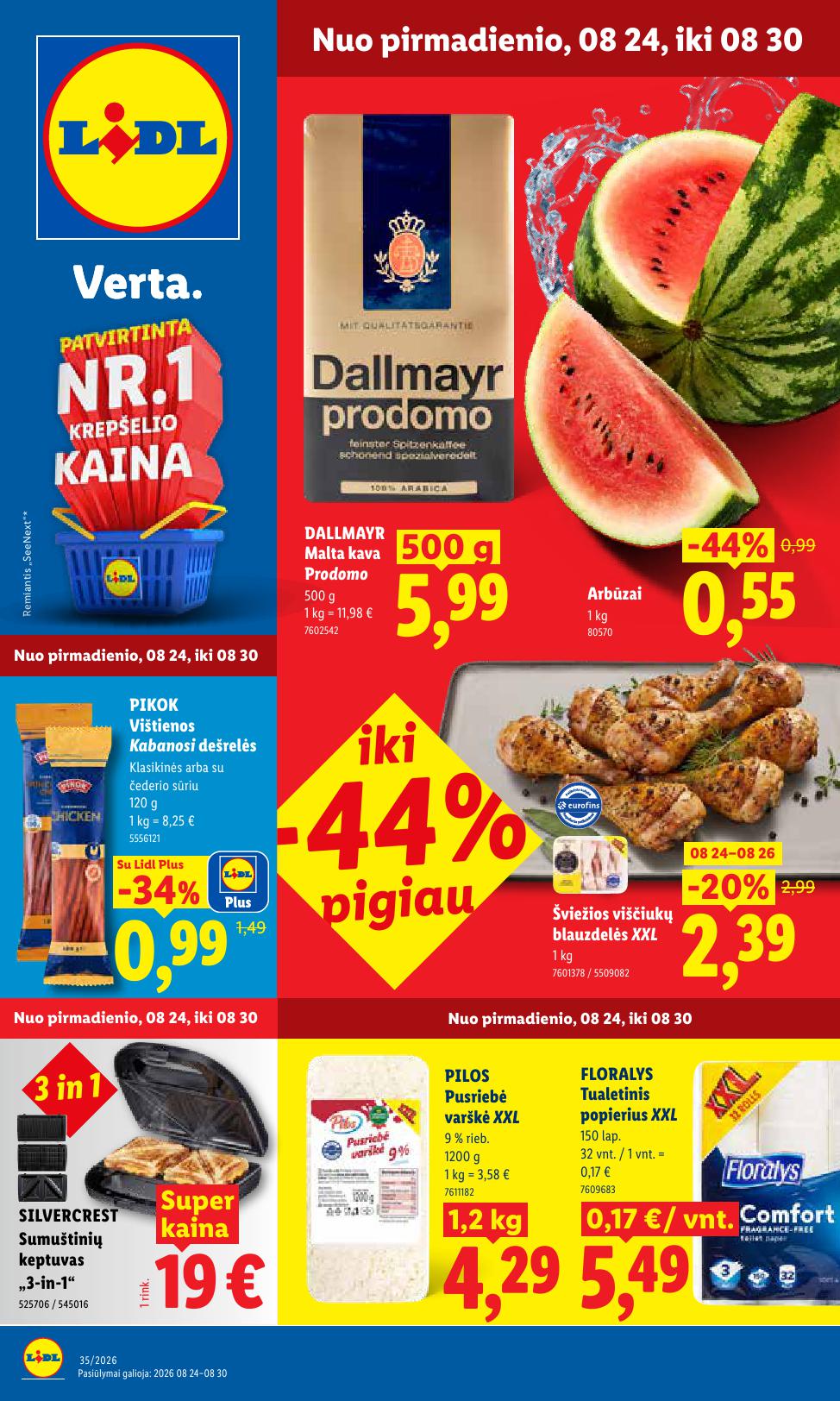 LIDL akcijų ir nuolaidų leidinys 2026.08.24 - 2026.08.30