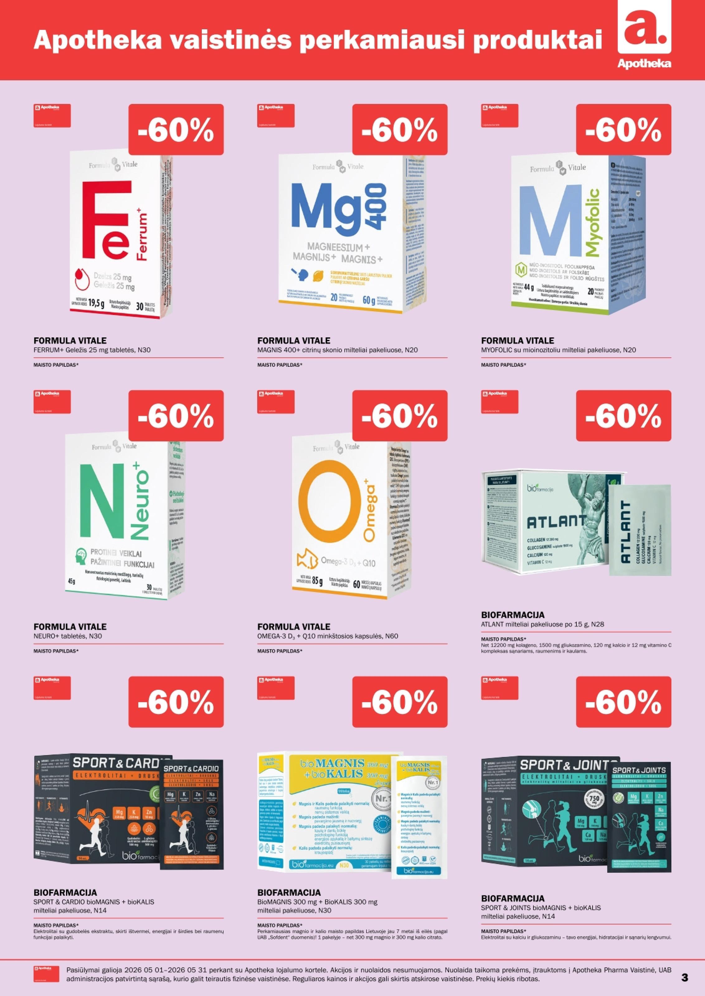 Naujas APOTHEKA vaistinės akcijų ir nuolaidų leidinys 2026.05.01 - 2026.05.31
