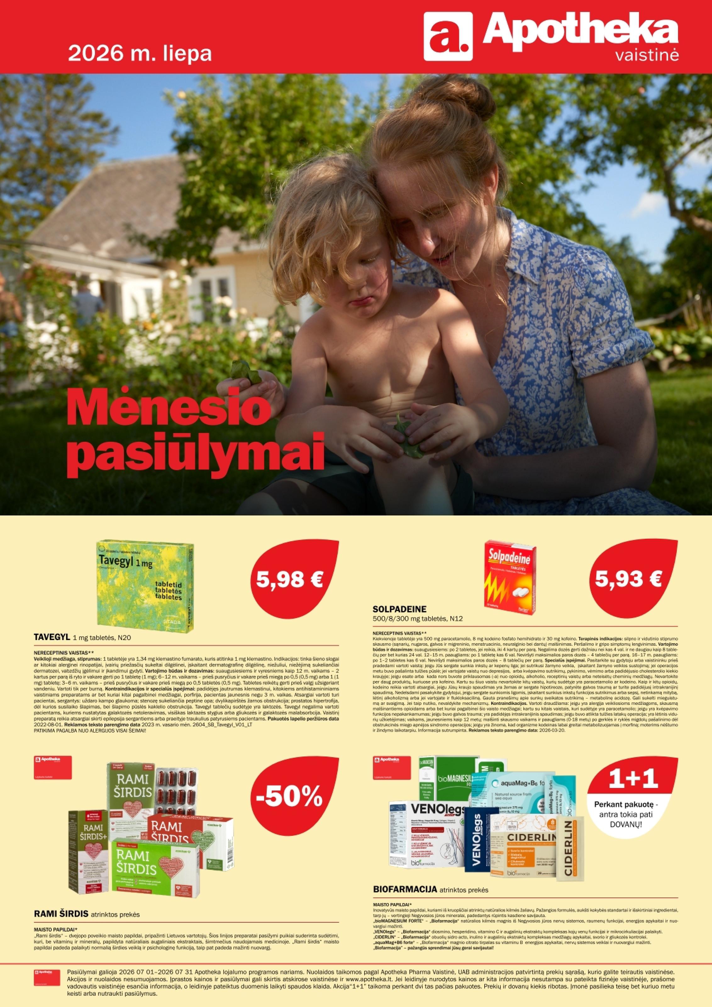 APOTHEKA vaistinės akcijų ir nuolaidų leidinys 2026.07.01 - 2026.07.31